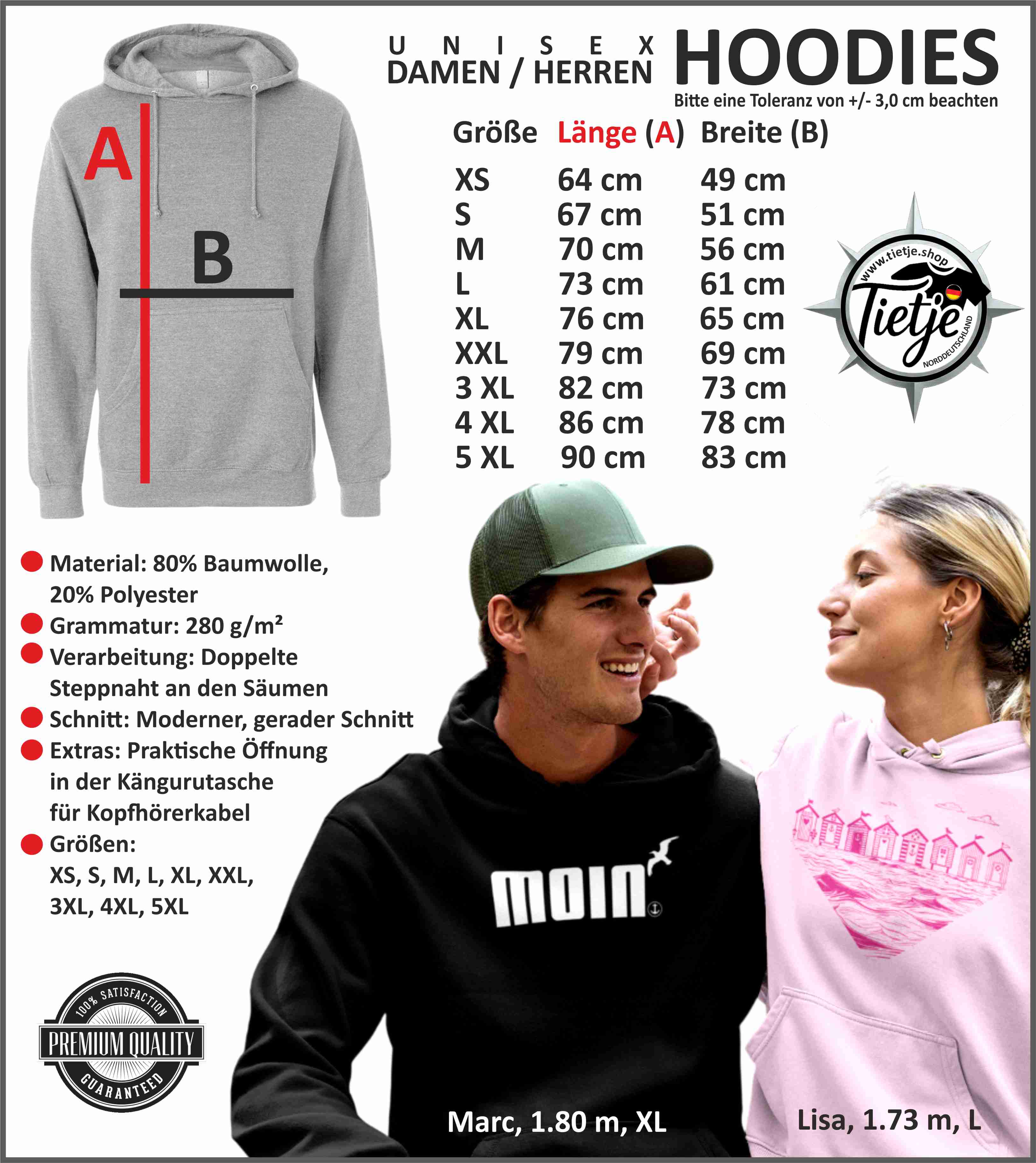 Größen Hoodies Damen & Herren