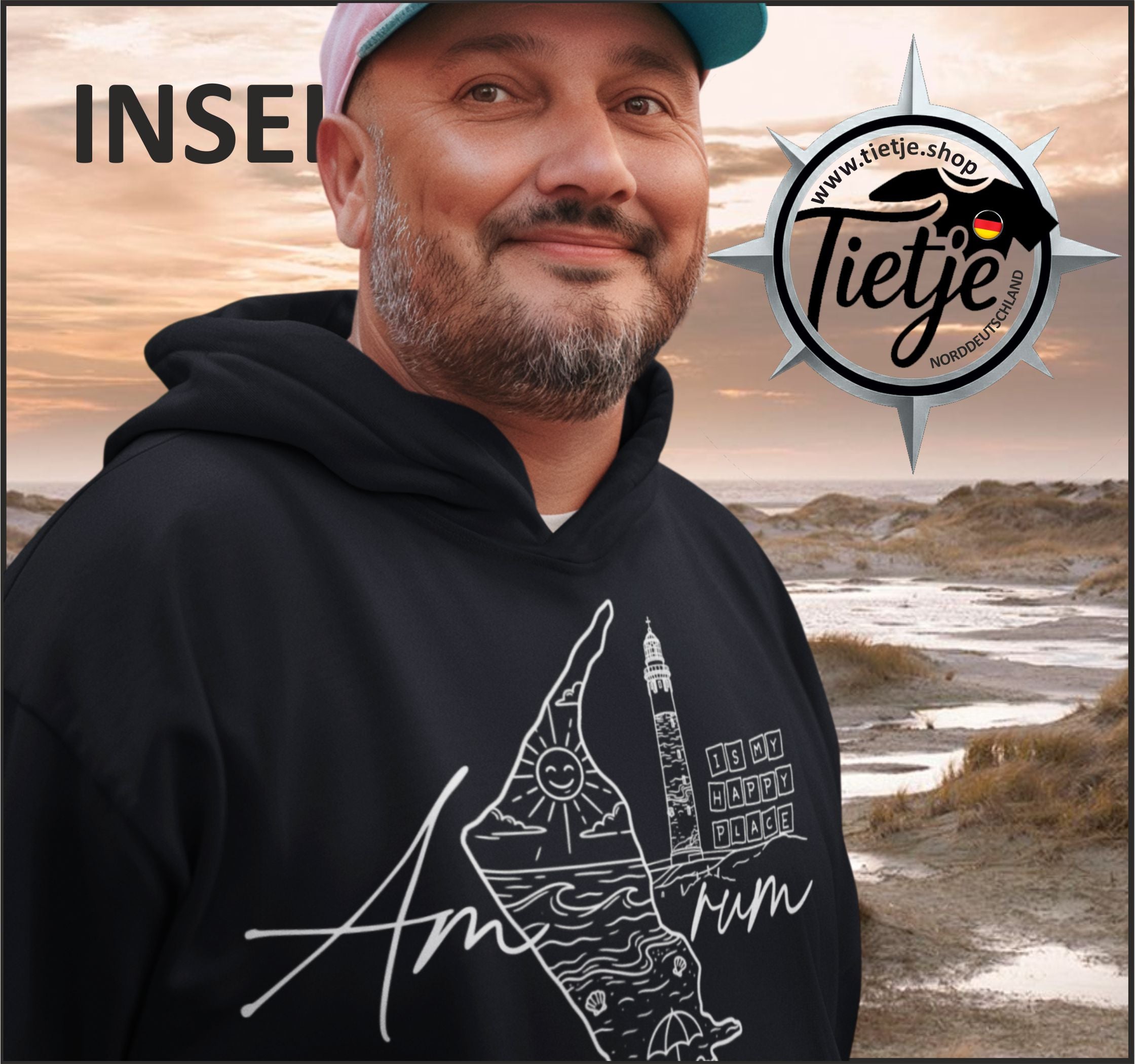INSELN - AMRUM is my happy place  - Unisex Kapuzenpullover Hoodie