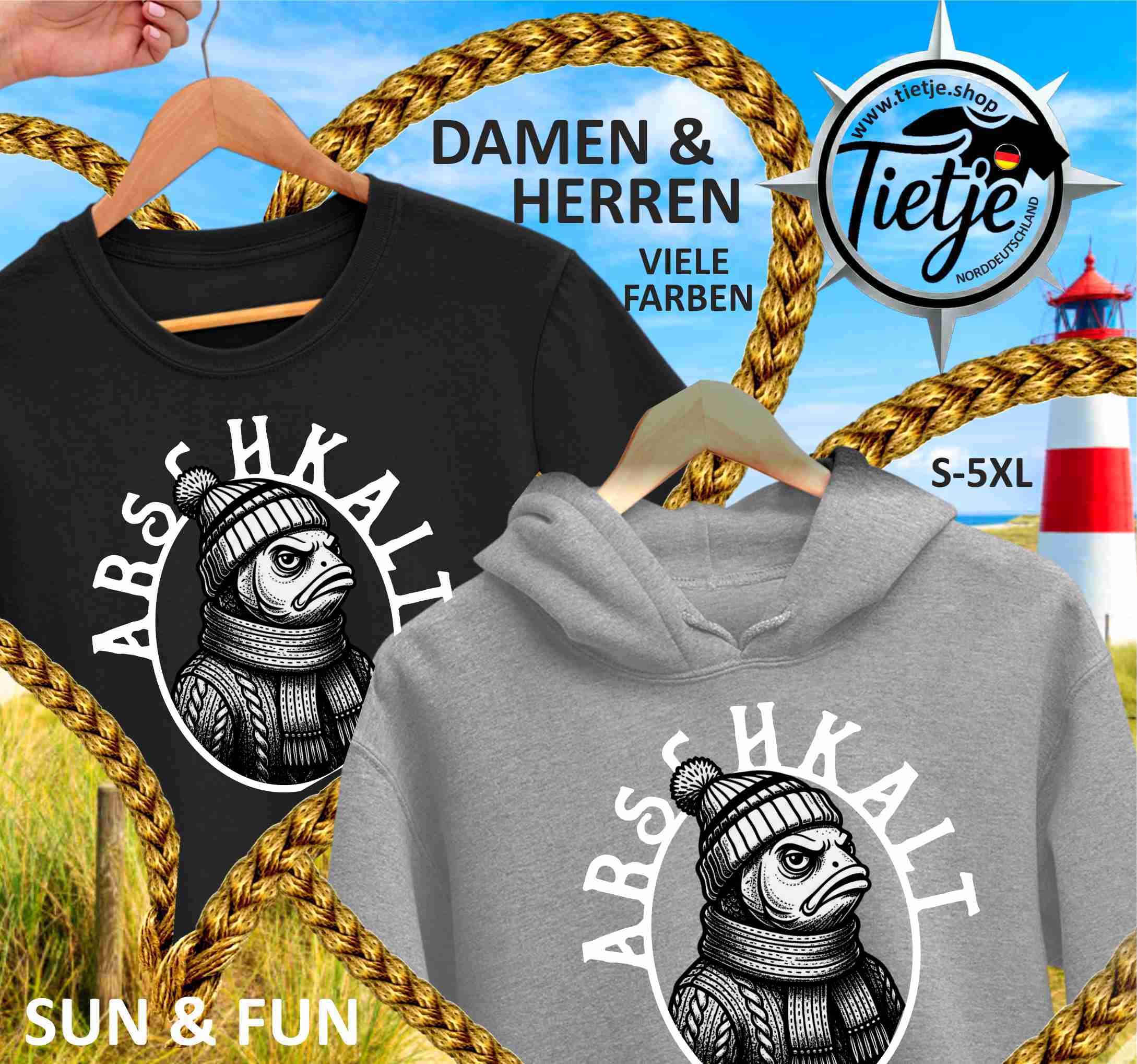 FUN & SUN - WINTEREDITION - ARS*HKALT - FISCH  - Unisex Kapuzenpullover Hoodie