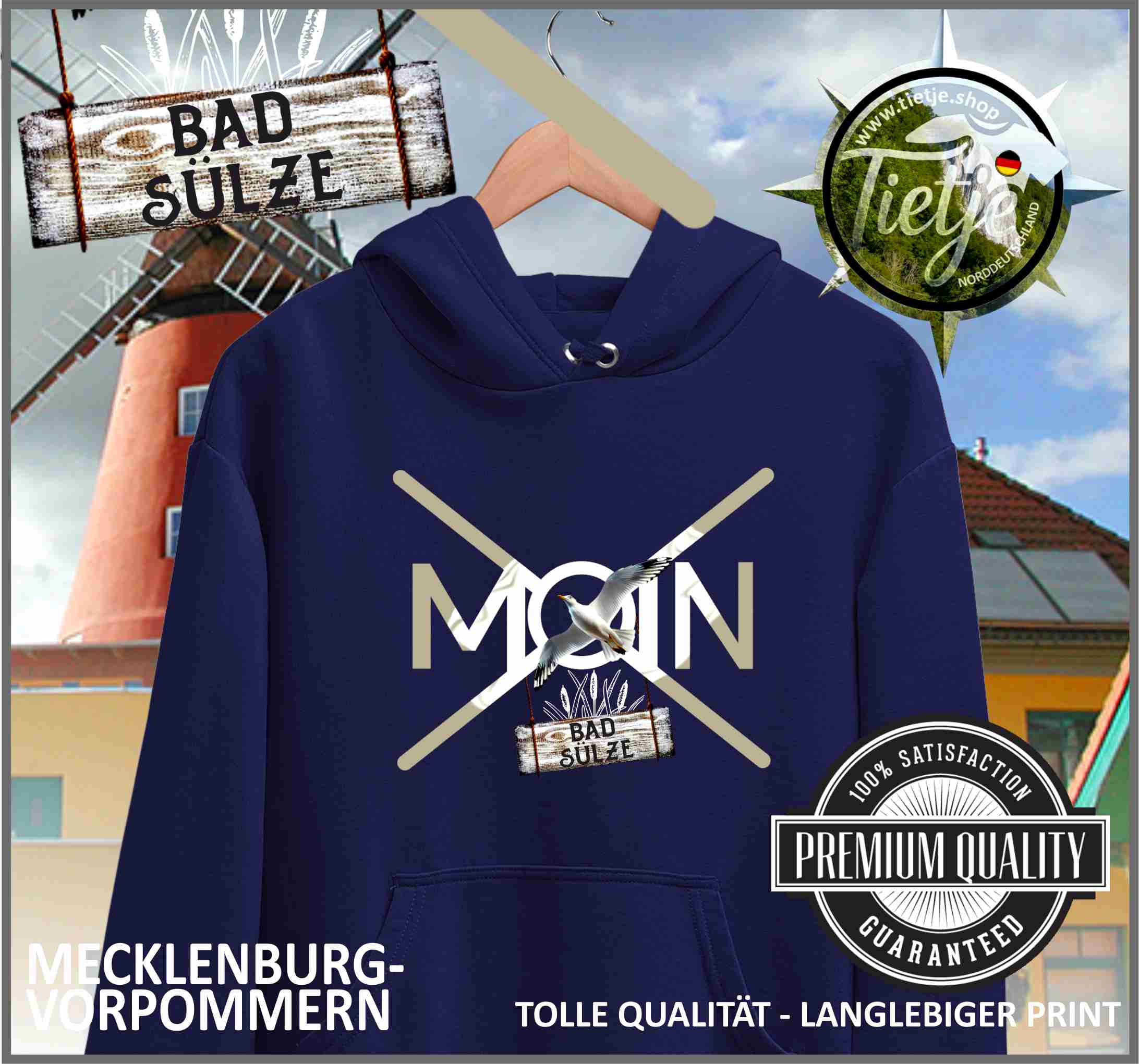 MECKLENBURG-VORPOMMERN - Städte - Moin BAD SÜLZE  - Unisex Kapuzenpullover Hoodie