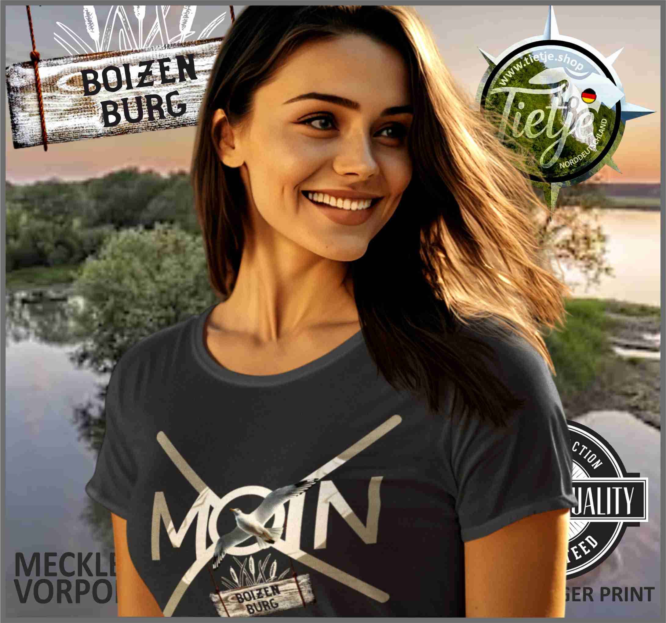 MECKLENBURG-VORPOMMERN - Städte - Moin BOIZENBURG  - Damen Premiumshirt