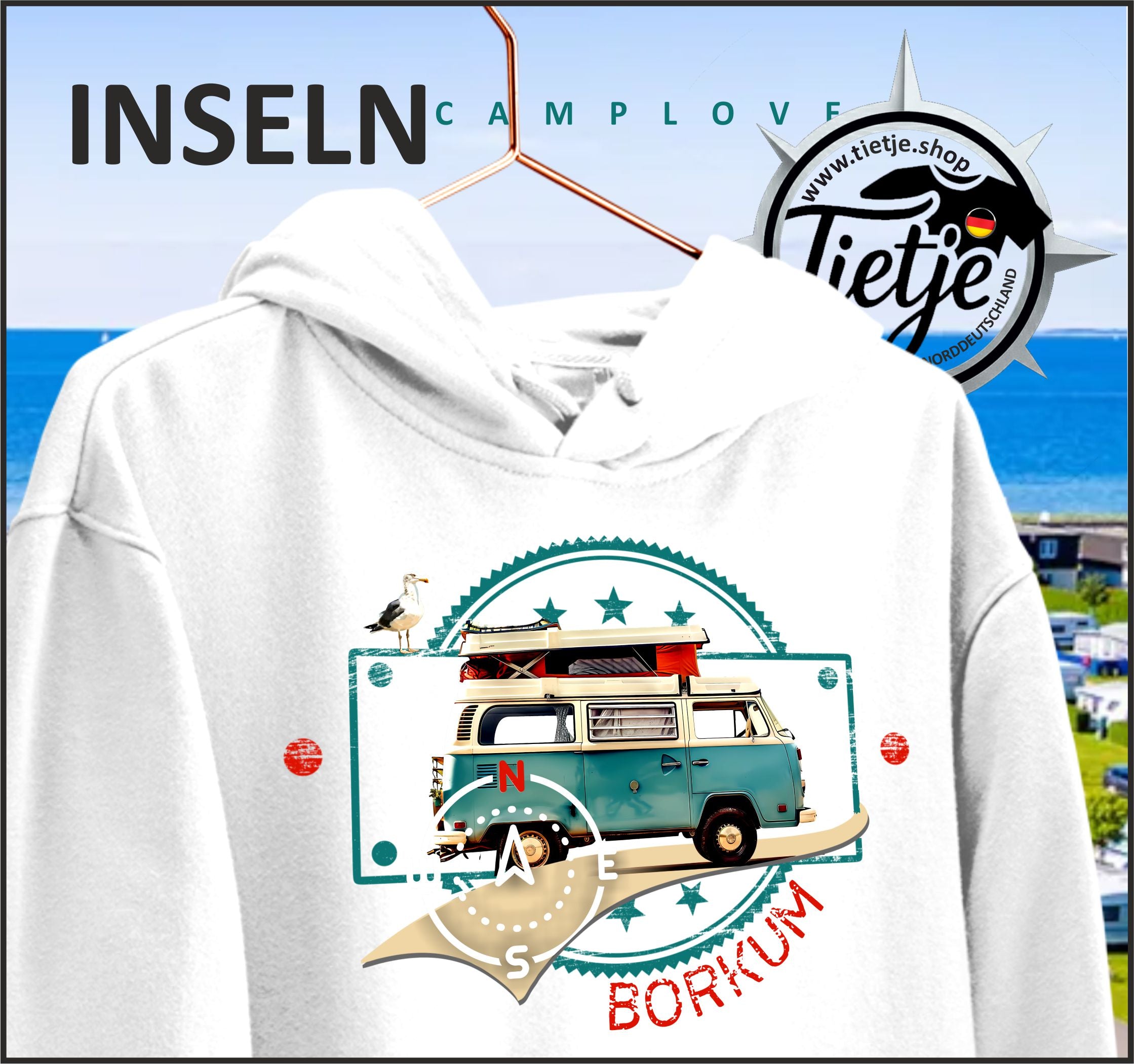 INSELN - BORKUM - CAMPLOVE - Unisex Kapuzenpullover Hoodie
