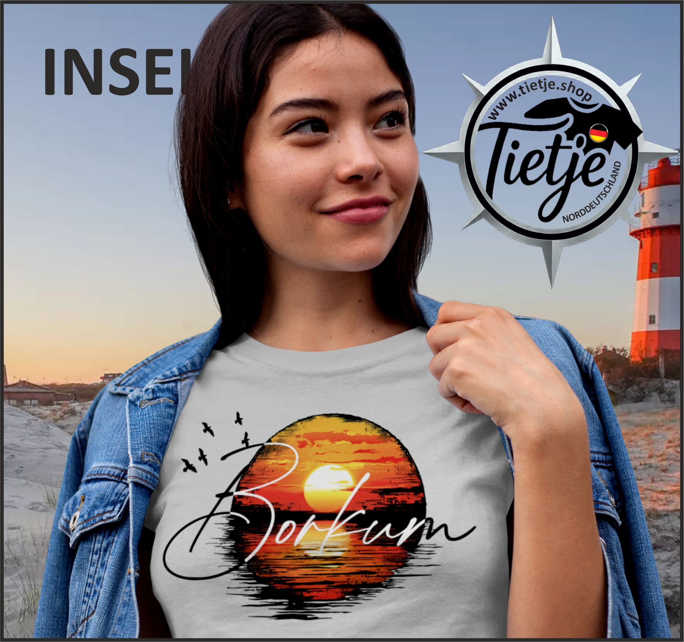 INSELN - BORKUM  - Damen Premiumshirt