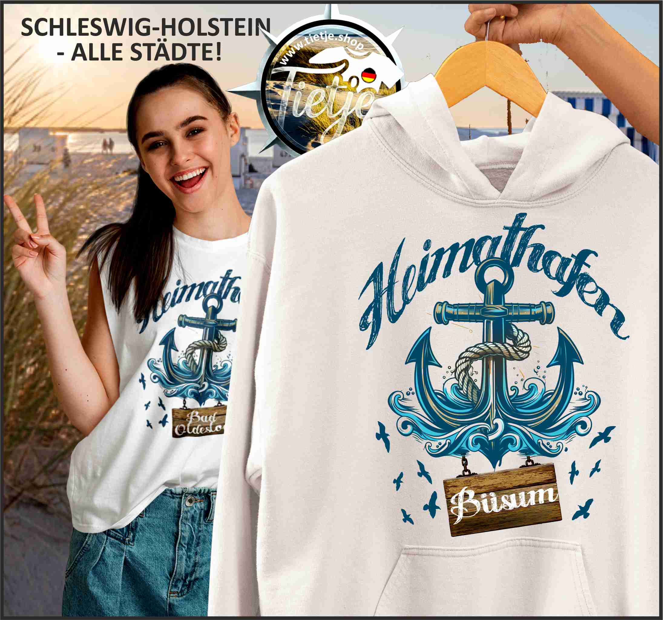 SCHLESWIG-HOLSTEIN - HEIMATHAFEN - Büsum  - Unisex Kapuzenpullover Hoodie