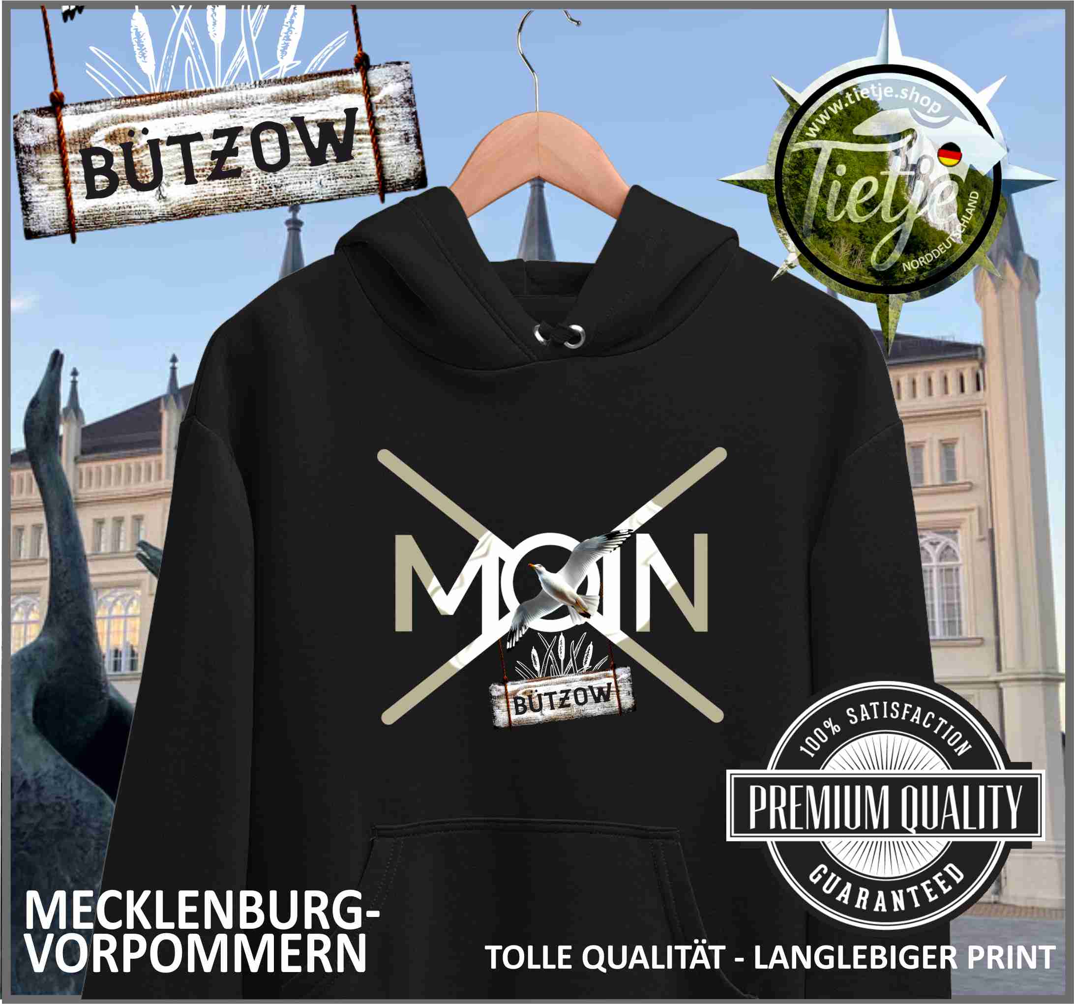 MECKLENBURG-VORPOMMERN - Städte - Moin BÜTZOW  - Unisex Kapuzenpullover Hoodie