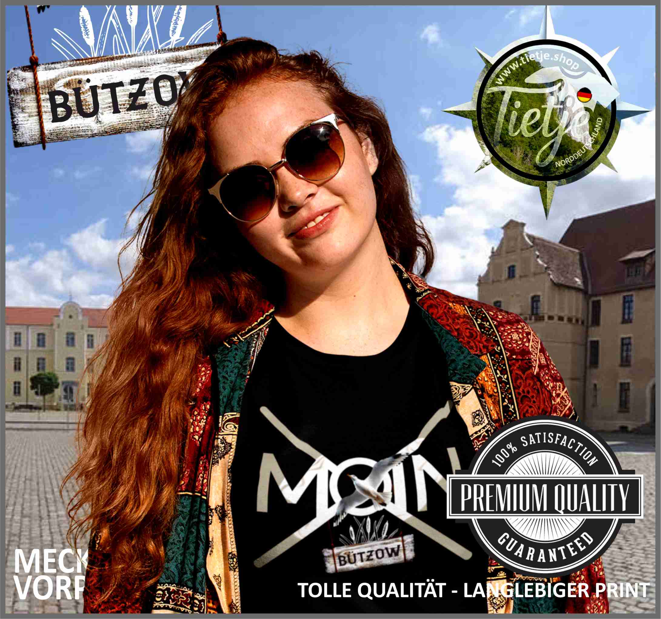 MECKLENBURG-VORPOMMERN - Städte - Moin BÜTZOW  - Damen Premiumshirt
