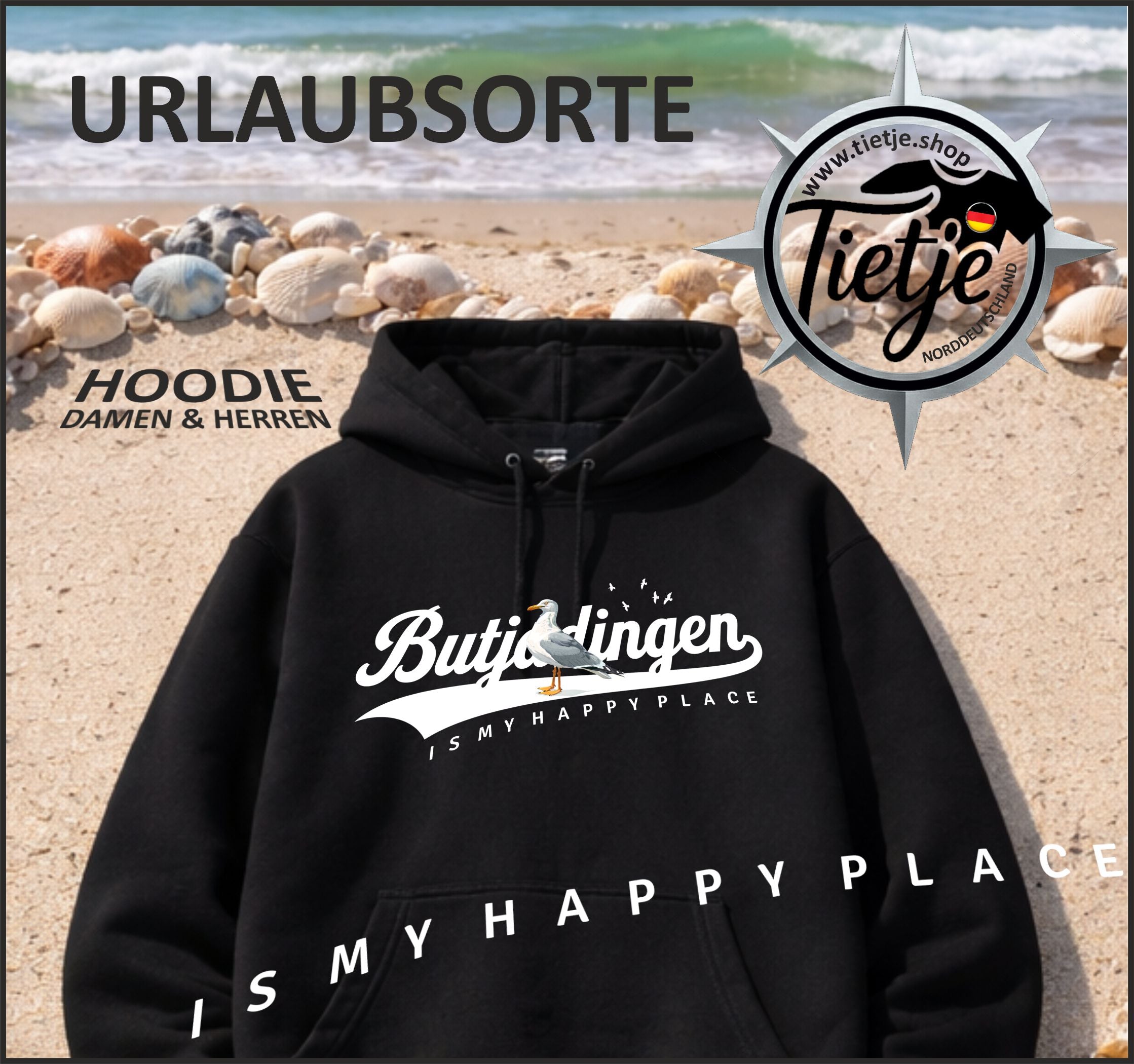 URLAUBSORTE - Butjadingen  - Unisex Kapuzenpullover Hoodie