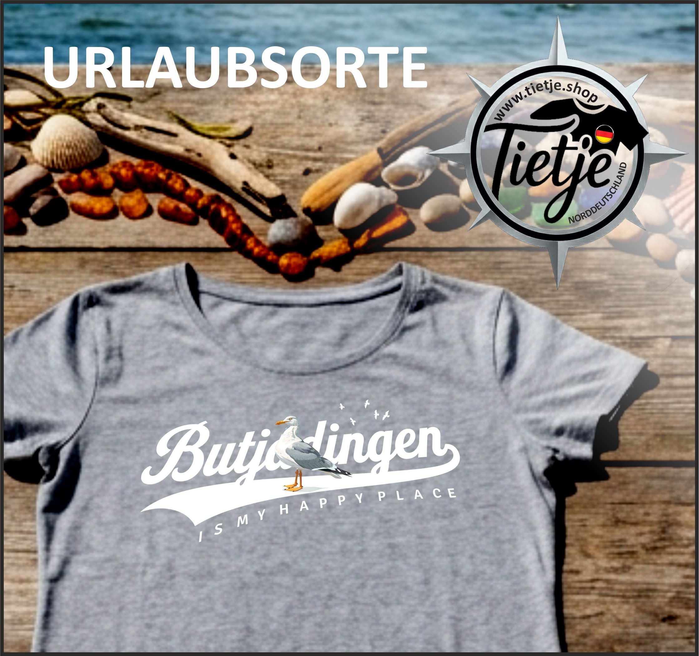 URLAUBSORTE - Butjadingen  - Damen Premiumshirt