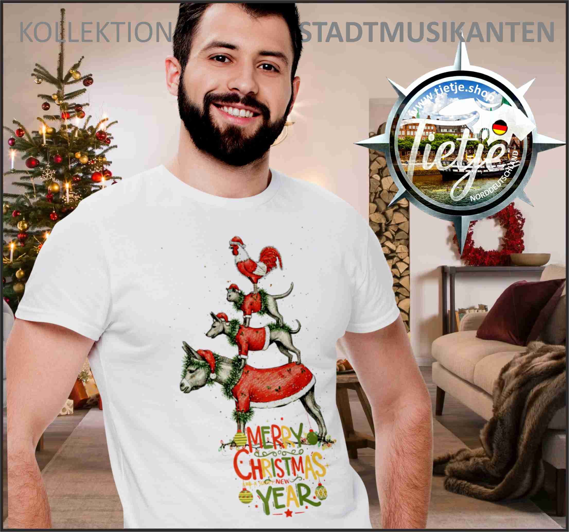 BREMEN - Stadtmusikanten - Merry CHRISTMAS  - Herren Shirt