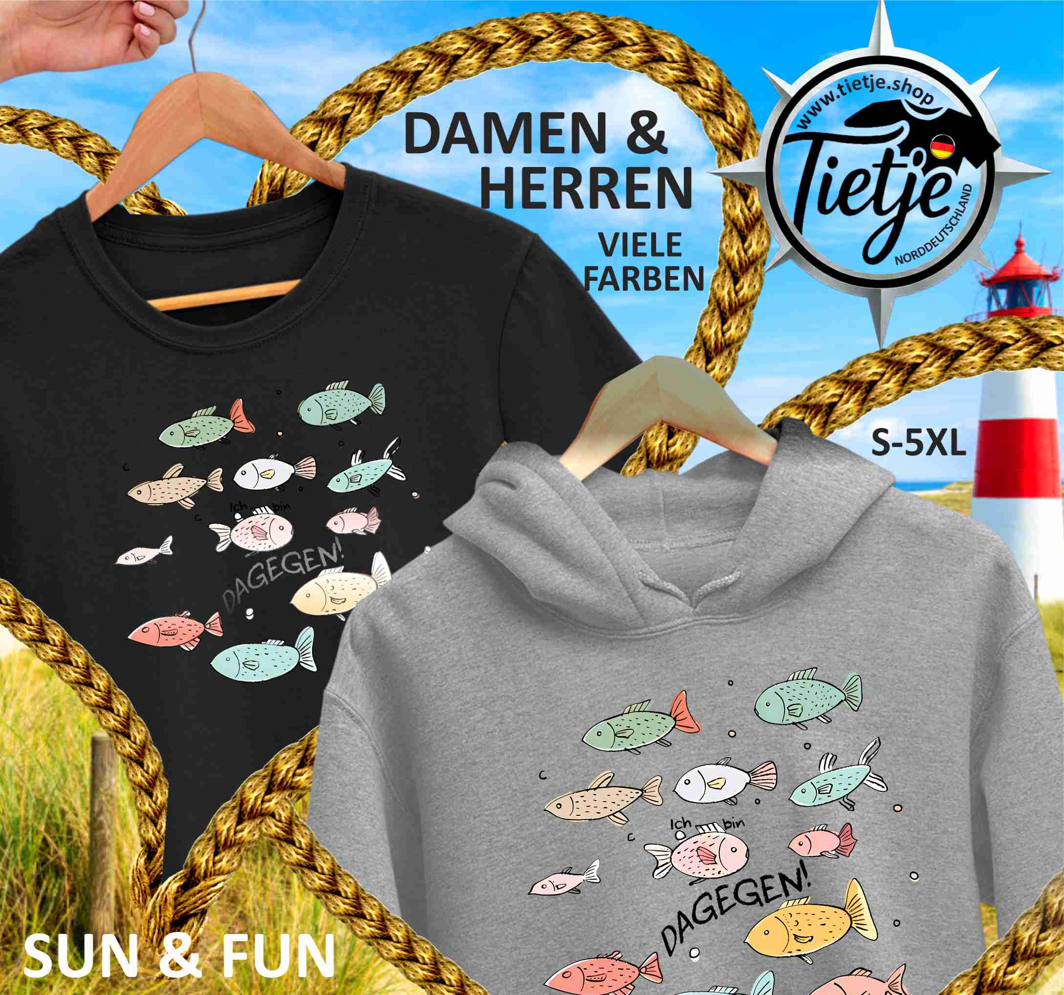 FUN & SUN - DAGEGEN  - Damen Premiumshirt