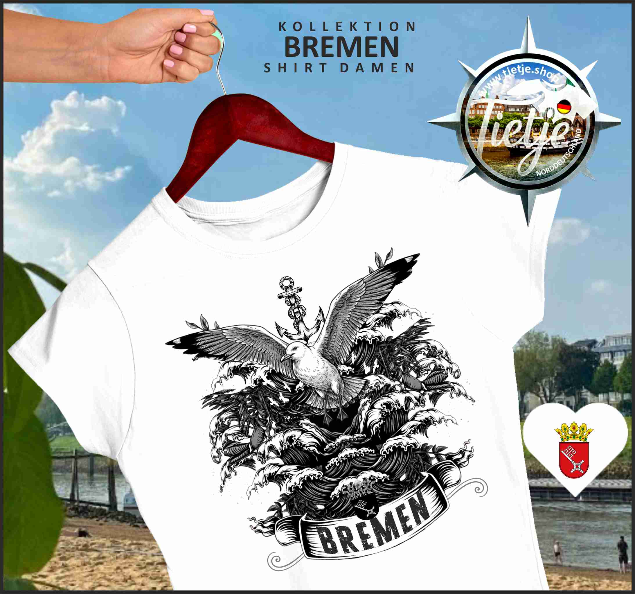 BREMEN - WAVES  - Damen Premiumshirt
