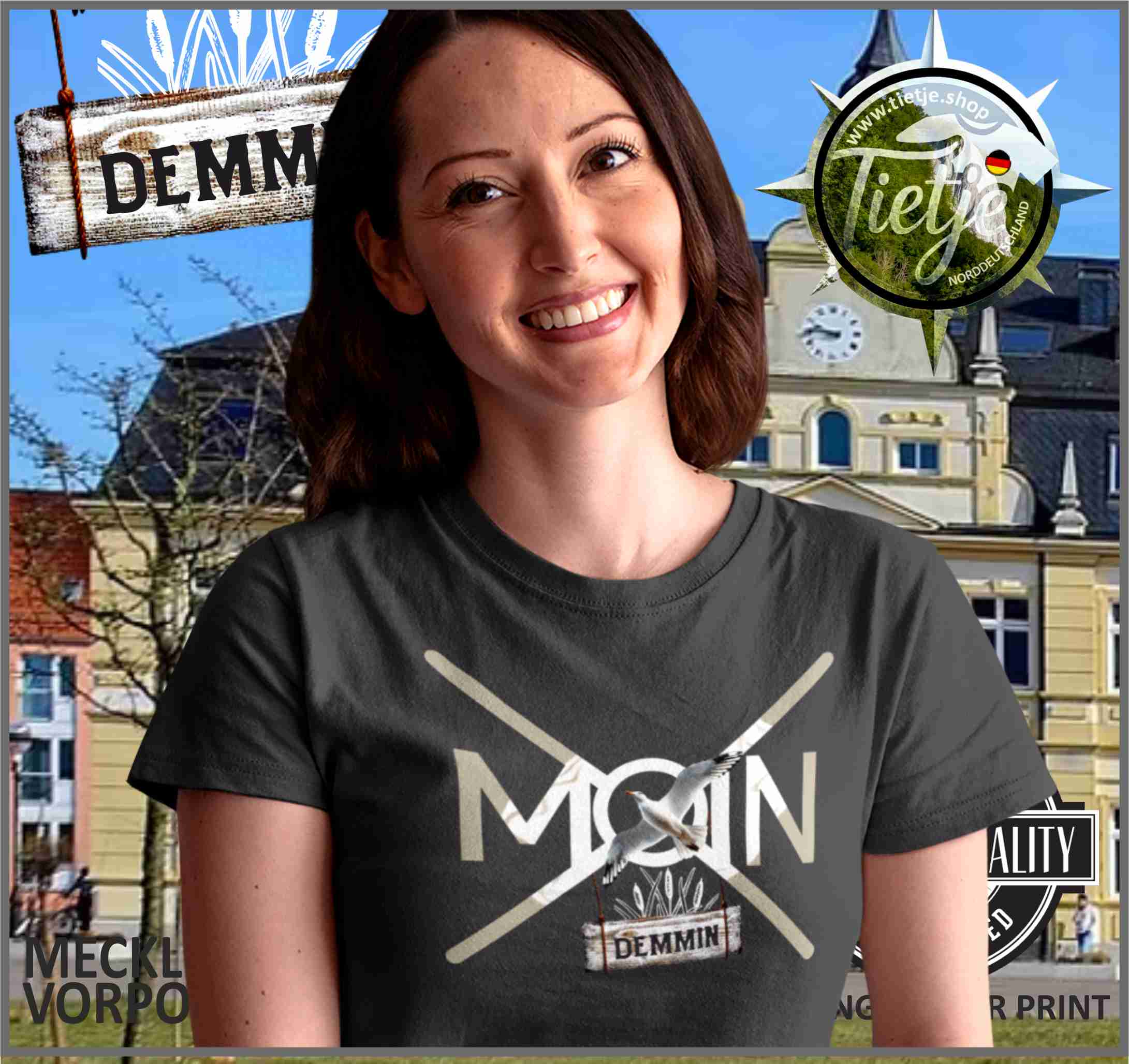 MECKLENBURG-VORPOMMERN - Städte - Moin DEMMIN  - Damen Premiumshirt