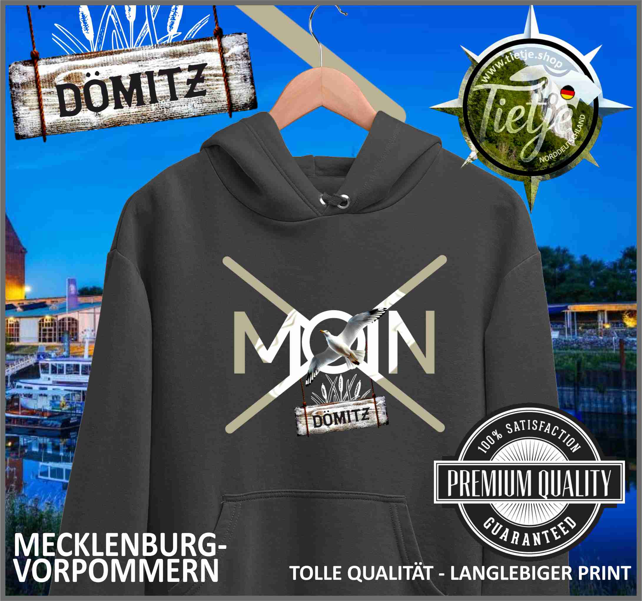 MECKLENBURG-VORPOMMERN - Städte - Moin DÖMITZ  - Unisex Kapuzenpullover Hoodie