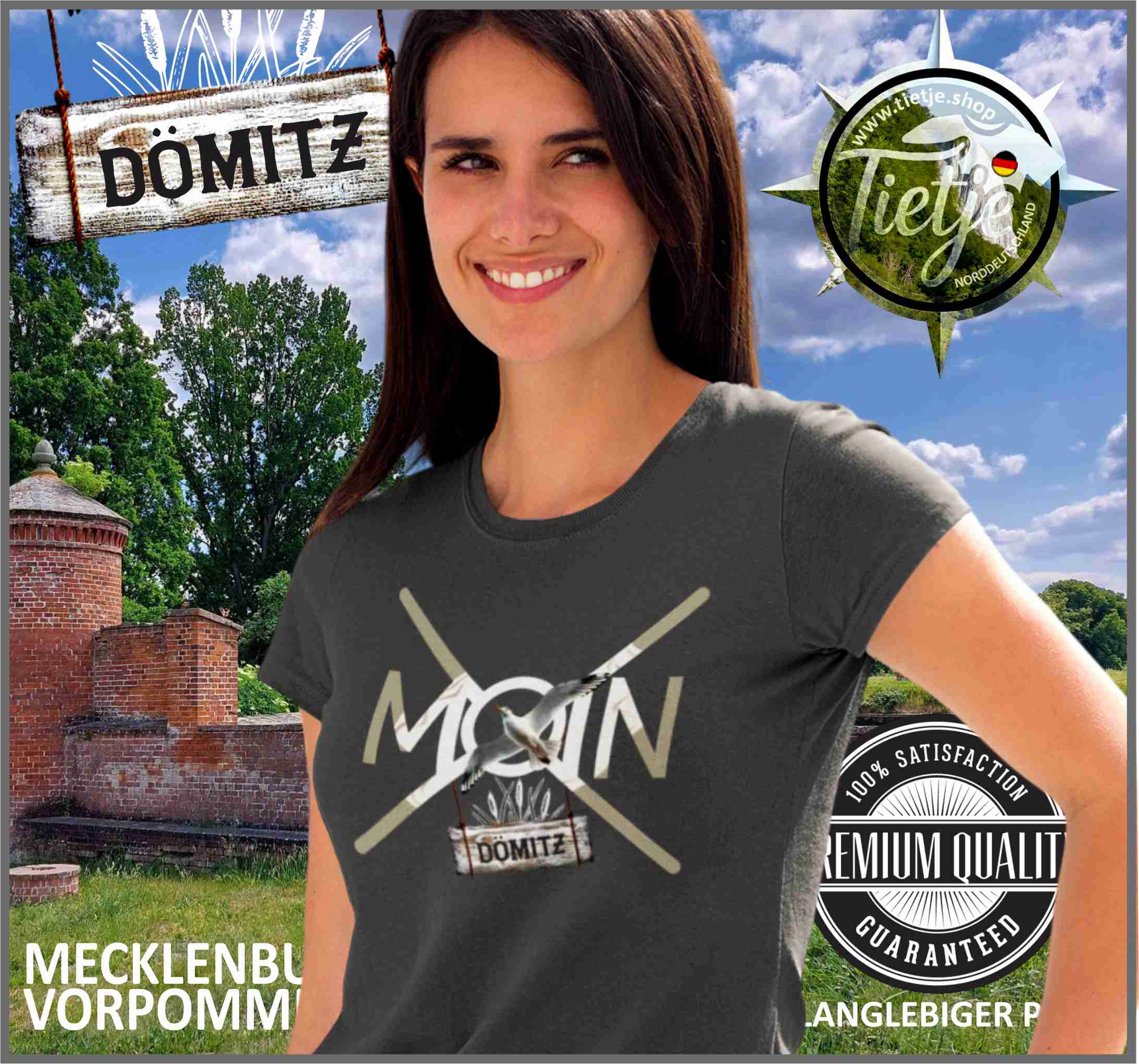 MECKLENBURG-VORPOMMERN - Städte - Moin DÖMITZ  - Damen Premiumshirt