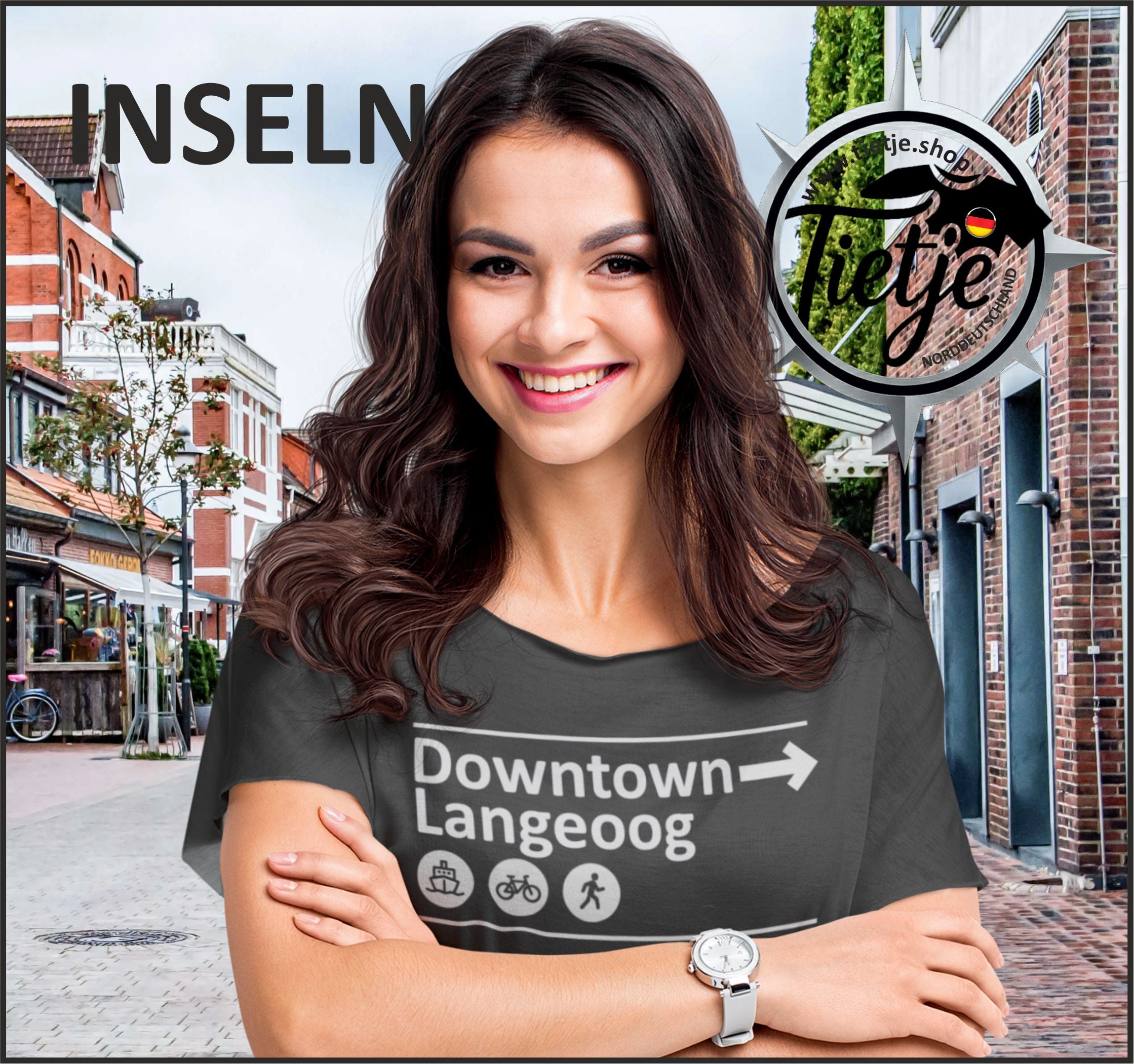 INSELN - LANGEOOG - Downtown LANGEOOG  - Damen Premiumshirt