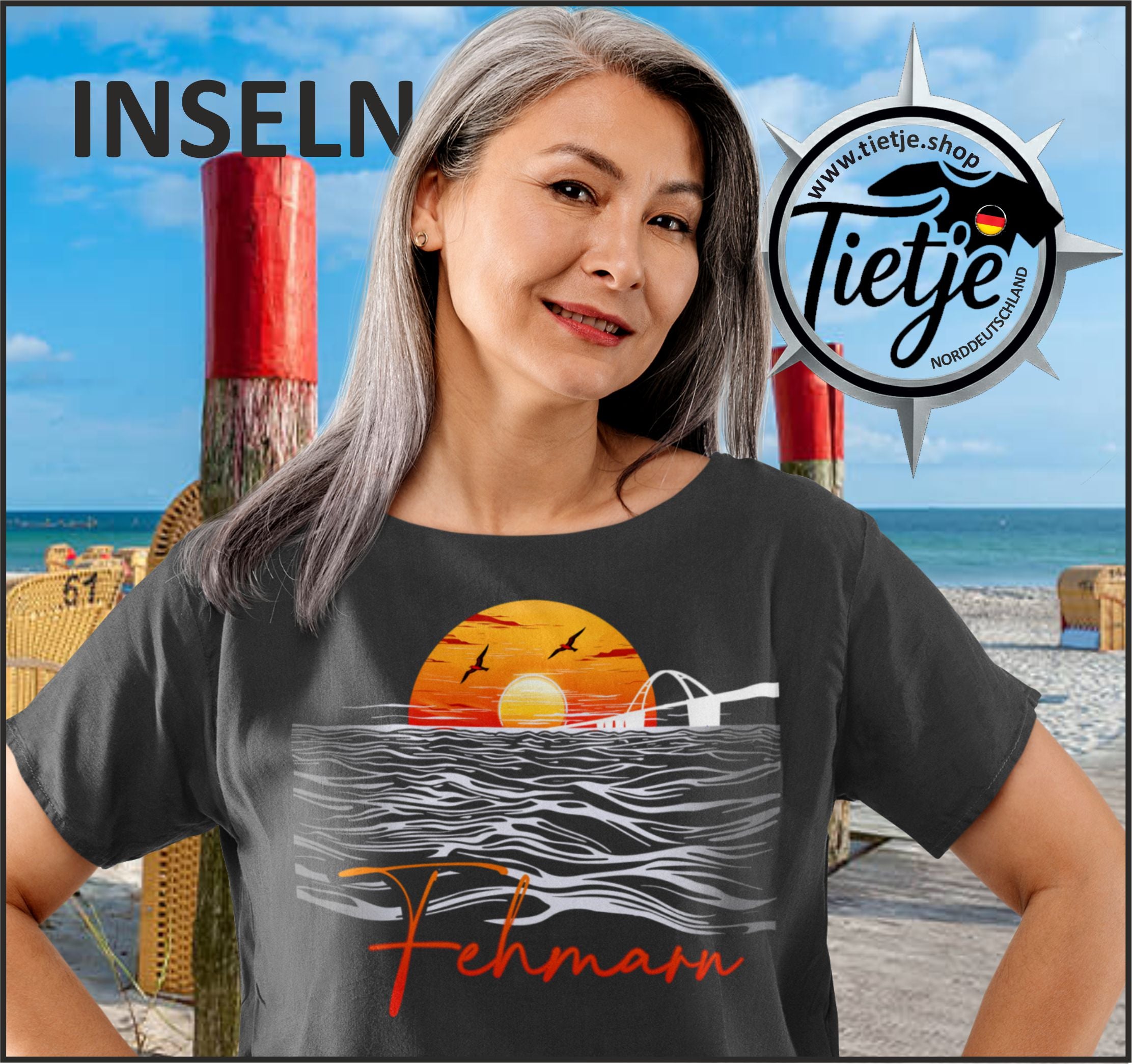 INSELN - FEHMARN  - Damen Premiumshirt