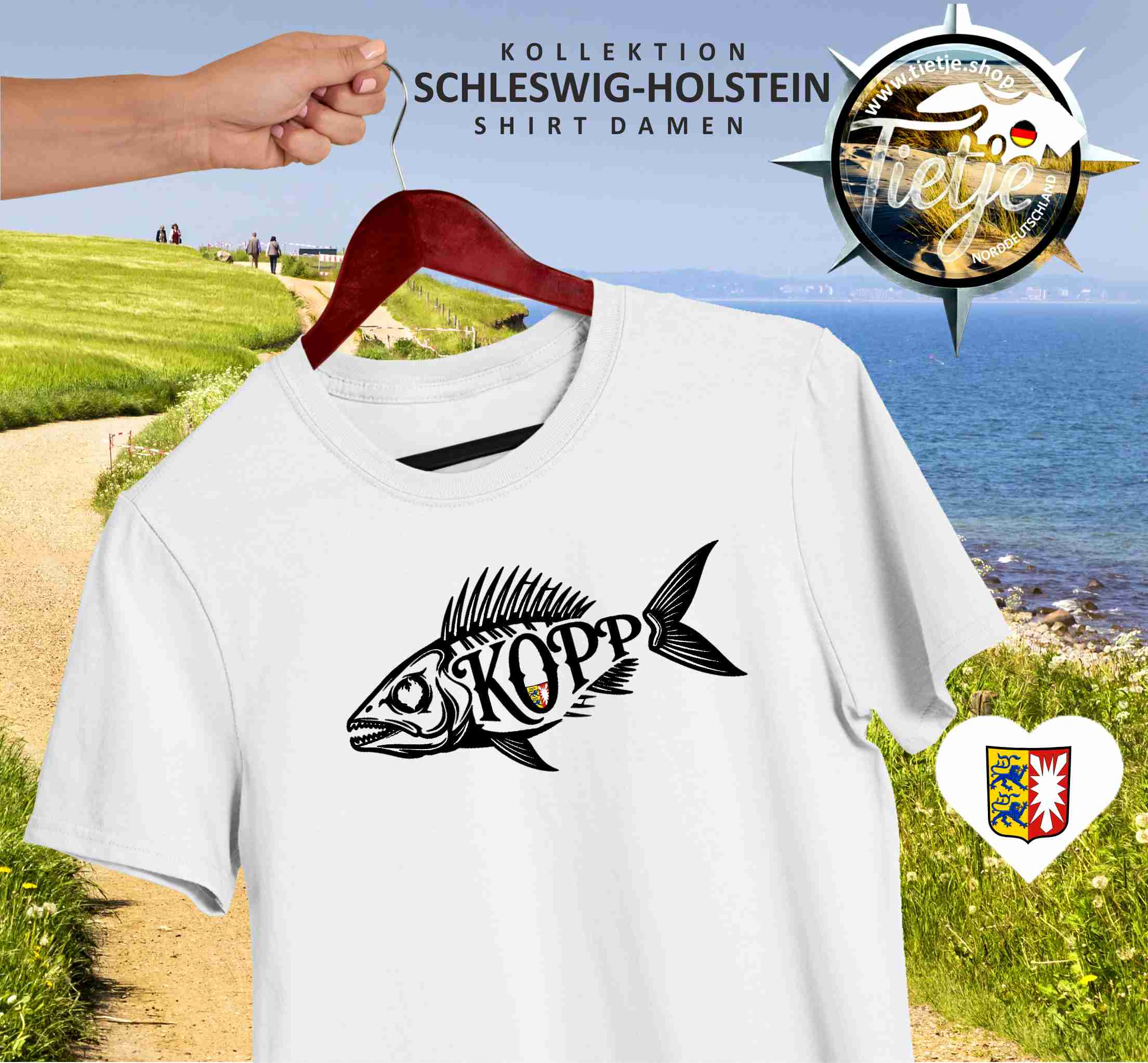 SCHLESWIG-HOLSTEIN - FISCHKOPP schwatt  - Herren Shirt