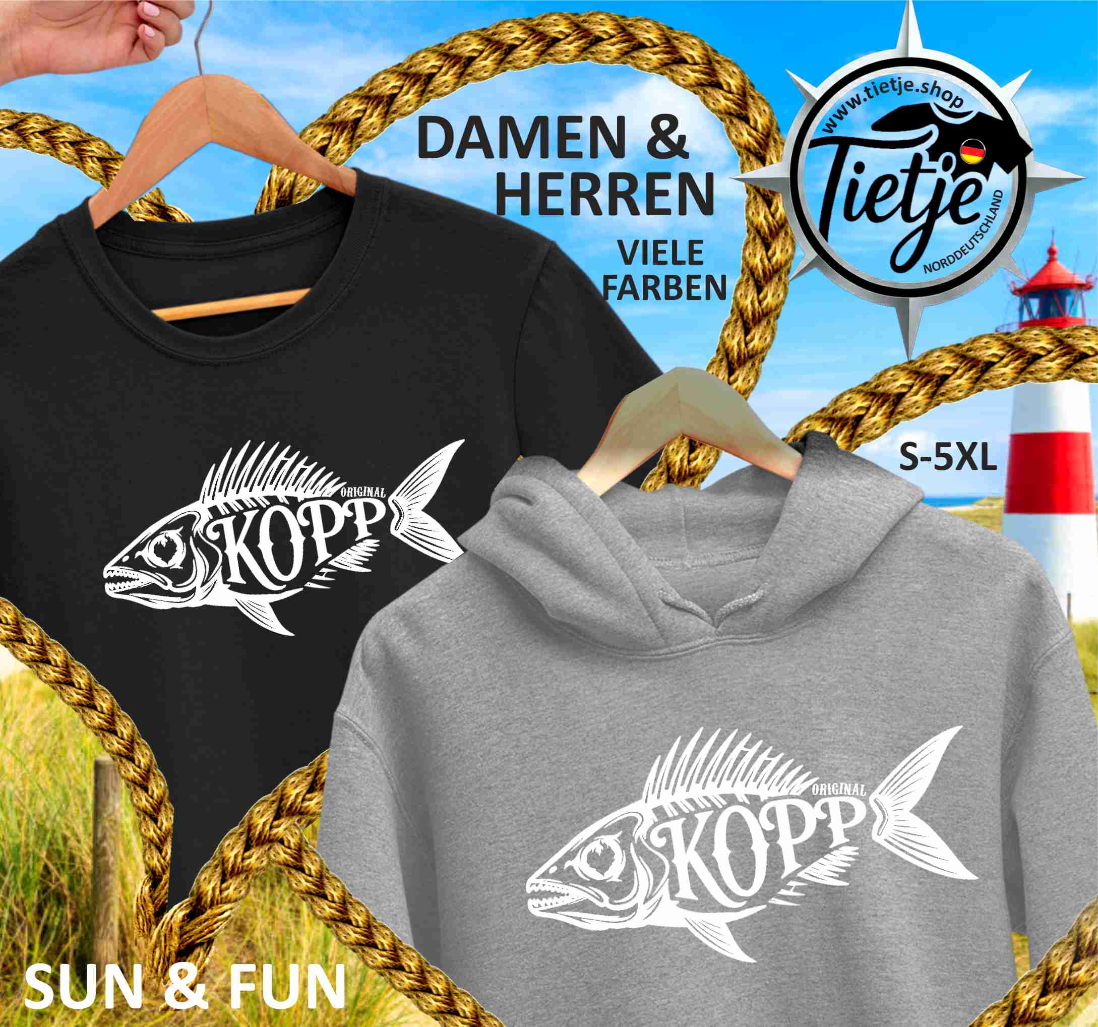 FUN & SUN - FISCHKOPP - pink  - Unisex Kapuzenpullover Hoodie