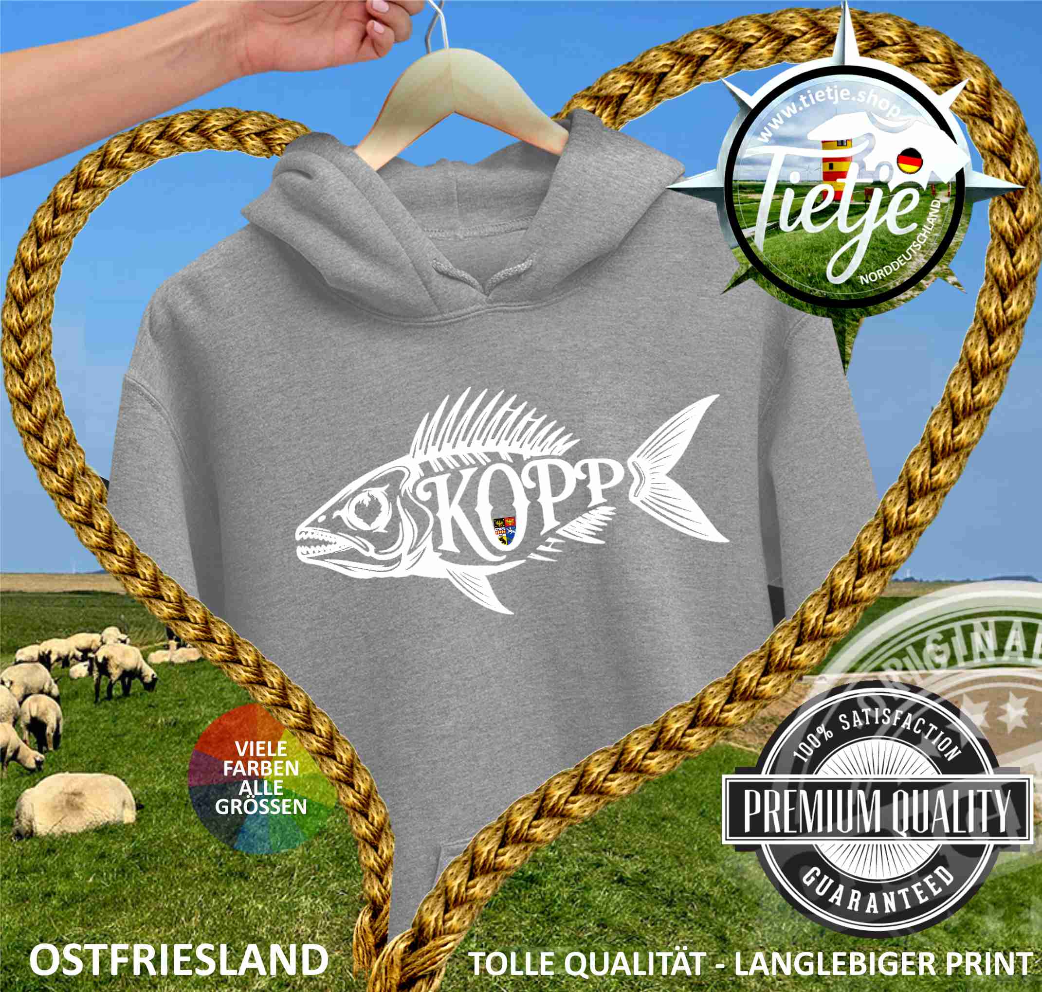 OSTFRIESLAND - FISCHKOPP  - Unisex Kapuzenpullover Hoodie