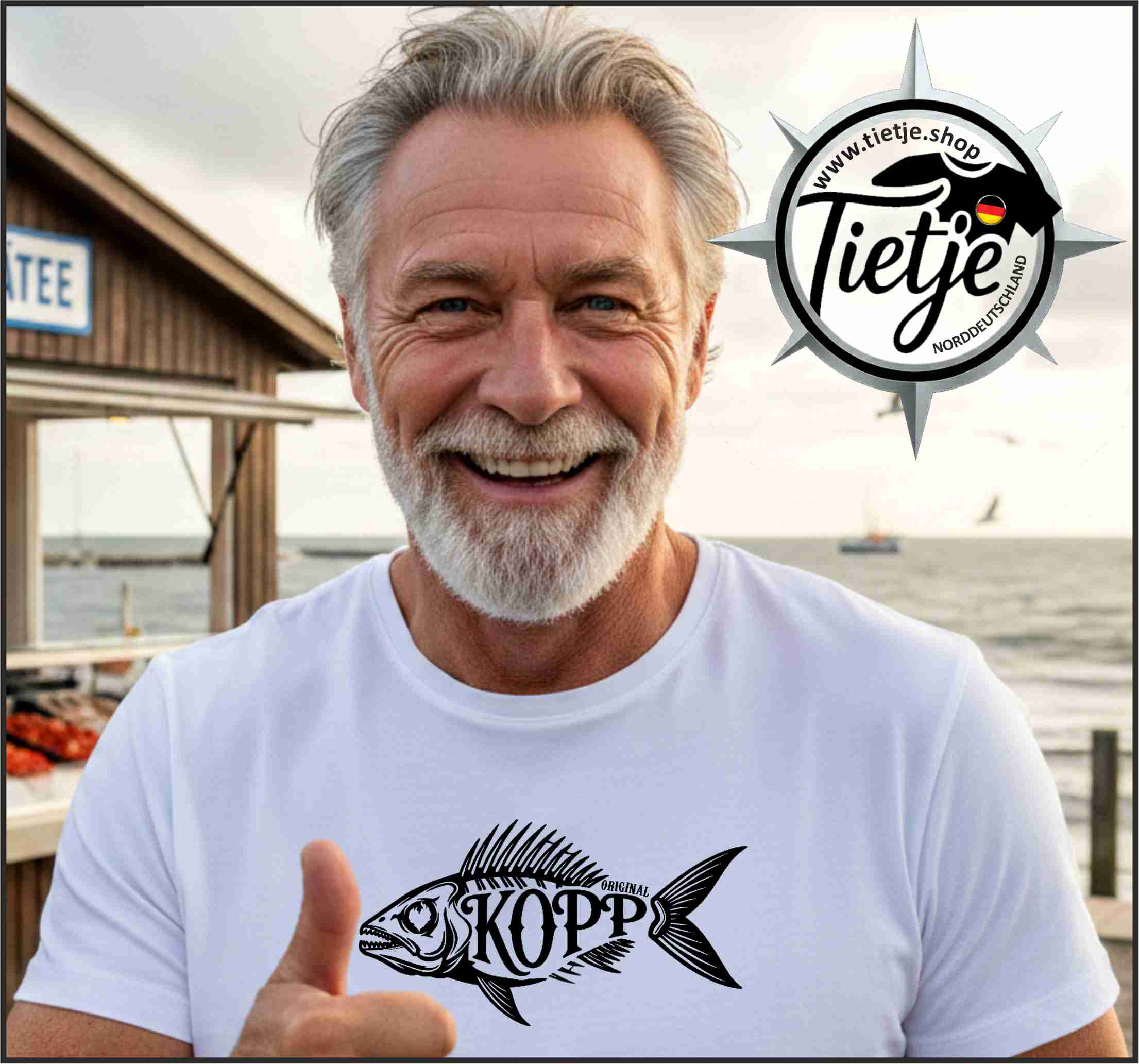 FUN & SUN - FISCHKOPP - schwatt  - Herren Shirt