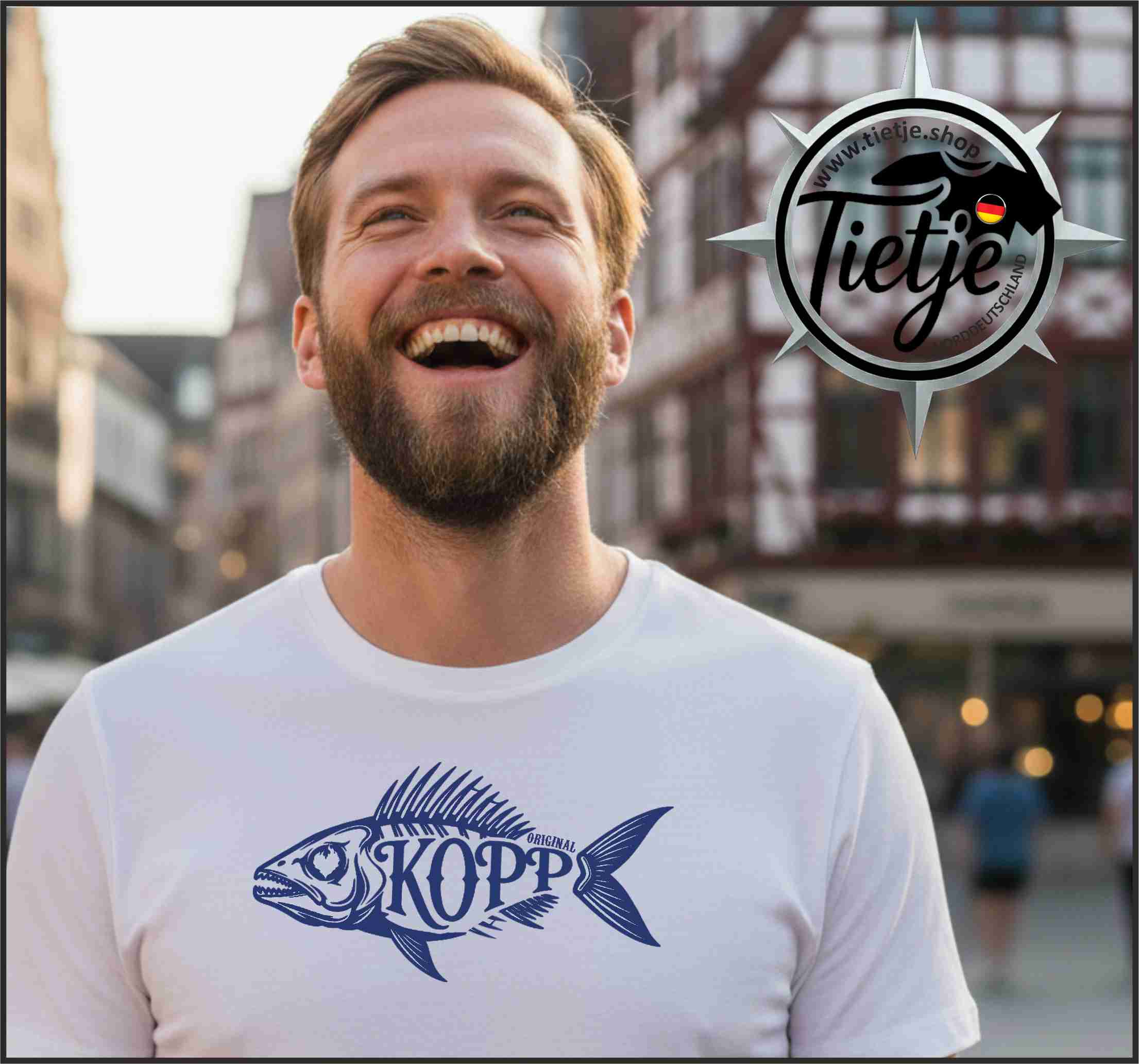 FUN & SUN - FISCHKOPP - blue  - Herren Shirt