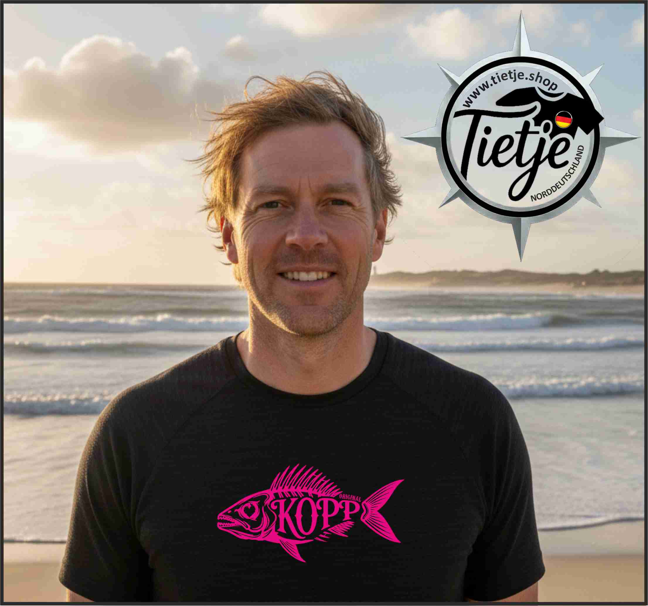FUN & SUN - FISCHKOPP - pink  - Herren Shirt