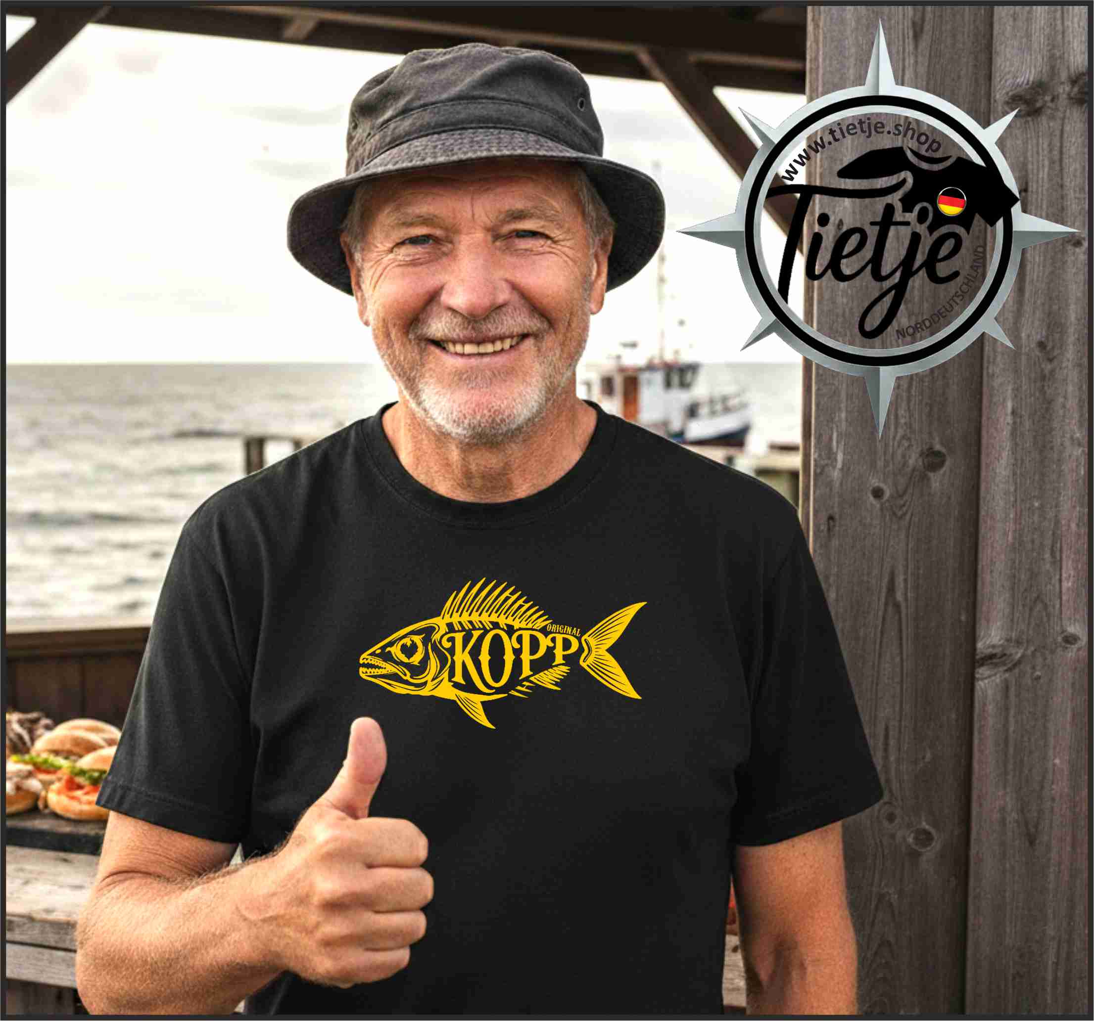 FUN & SUN - FISCHKOPP - yellow  - Herren Shirt
