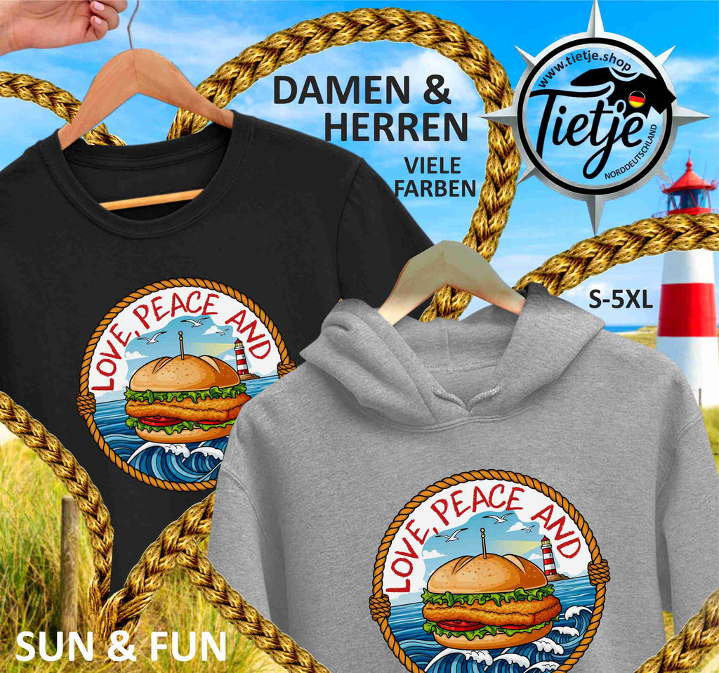 FUN & SUN -  LOVE, PEACE AND FISCHBRÖTCHEN  - Damen Premiumshirt
