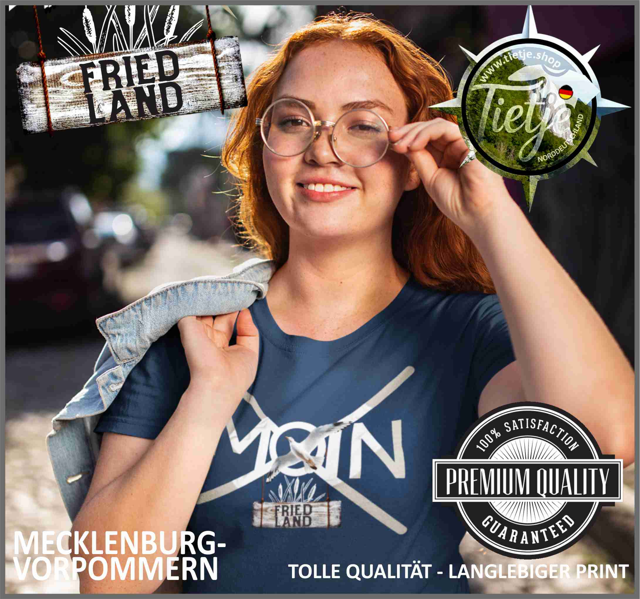 MECKLENBURG-VORPOMMERN - Städte - Moin FRIEDLAND  - Damen Premiumshirt