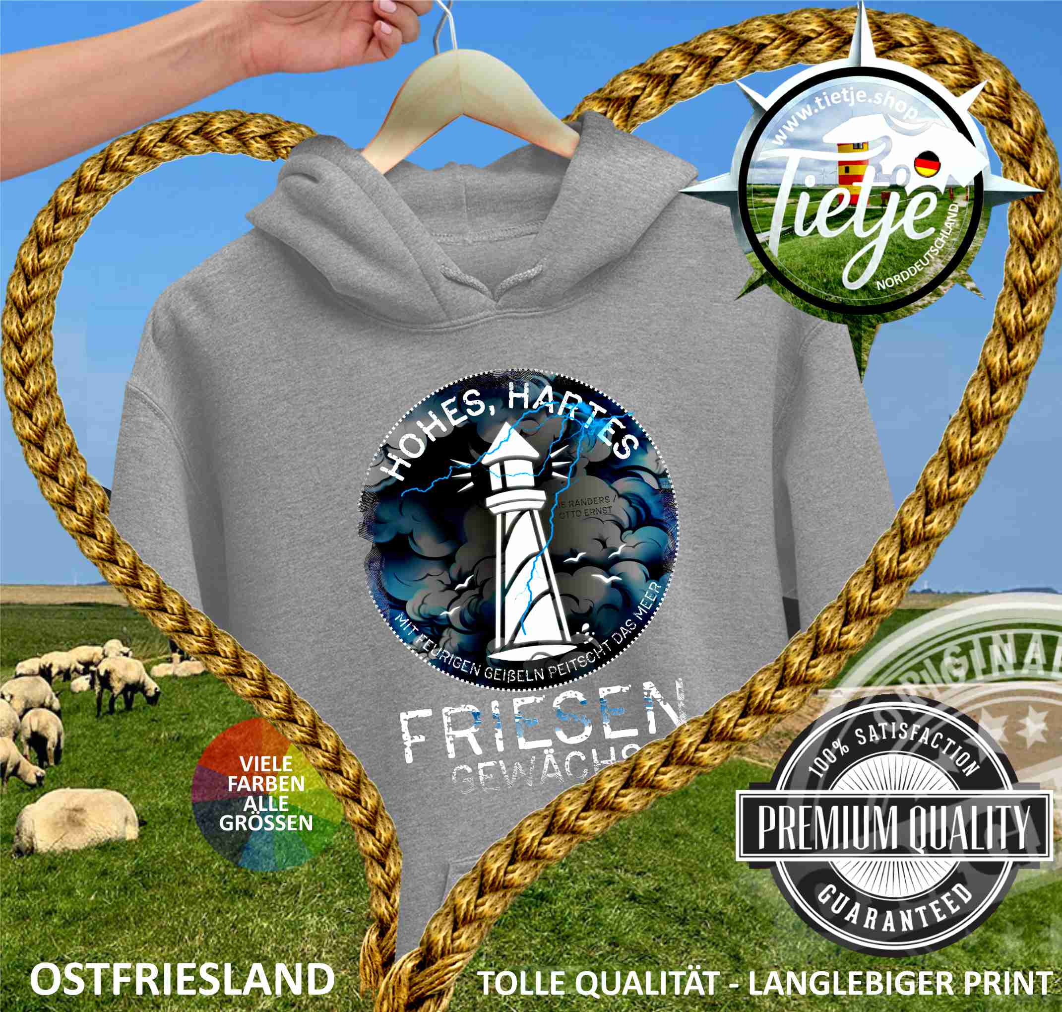 OSTFRIESLAND -  HARTES HOHES FRIESENGEWÄCHS  - Unisex Kapuzenpullover Hoodie