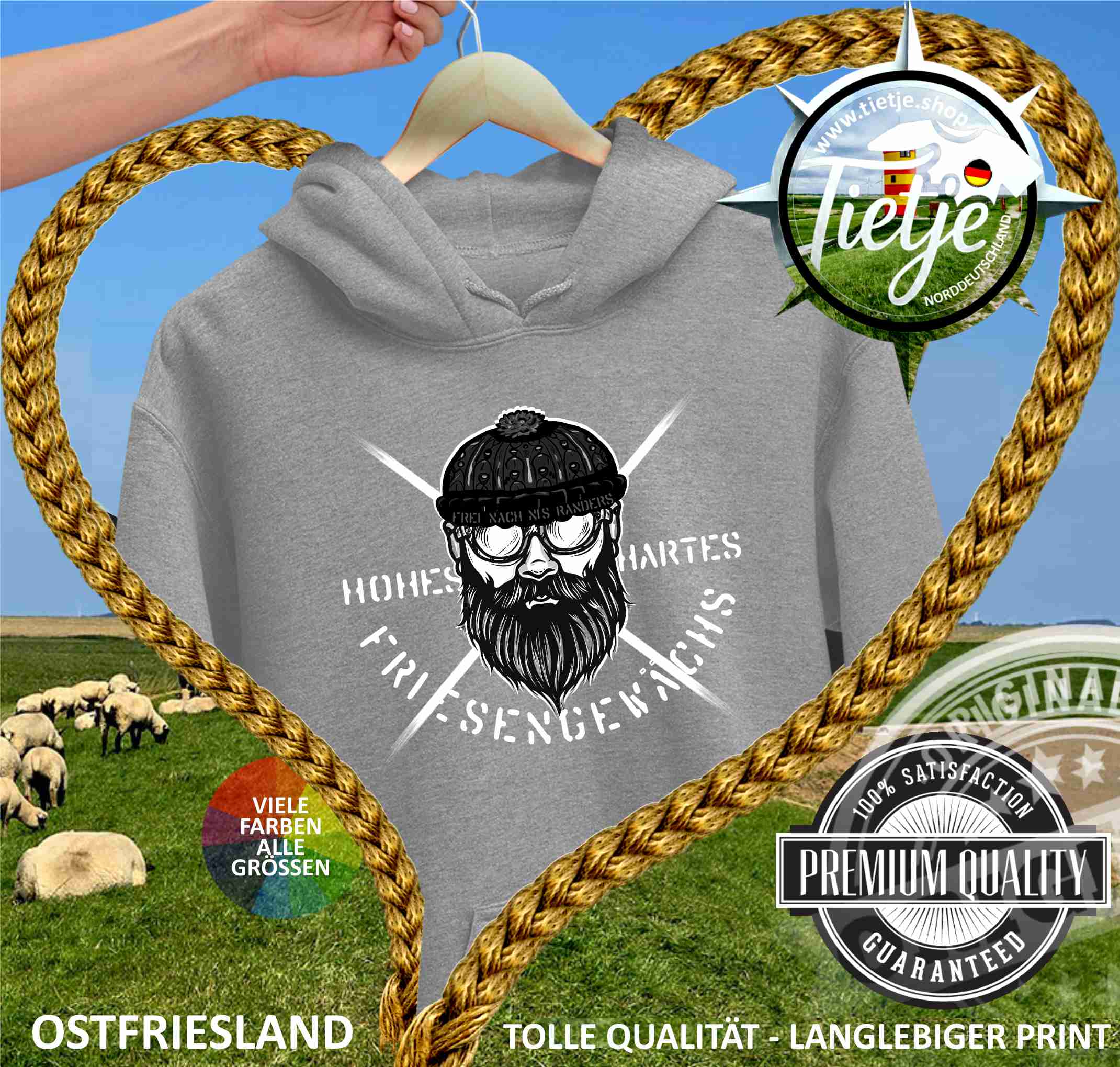 OSTFRIESLAND -  HARTES HOHES FRIESENGEWÄCHS  - Unisex Kapuzenpullover Hoodie