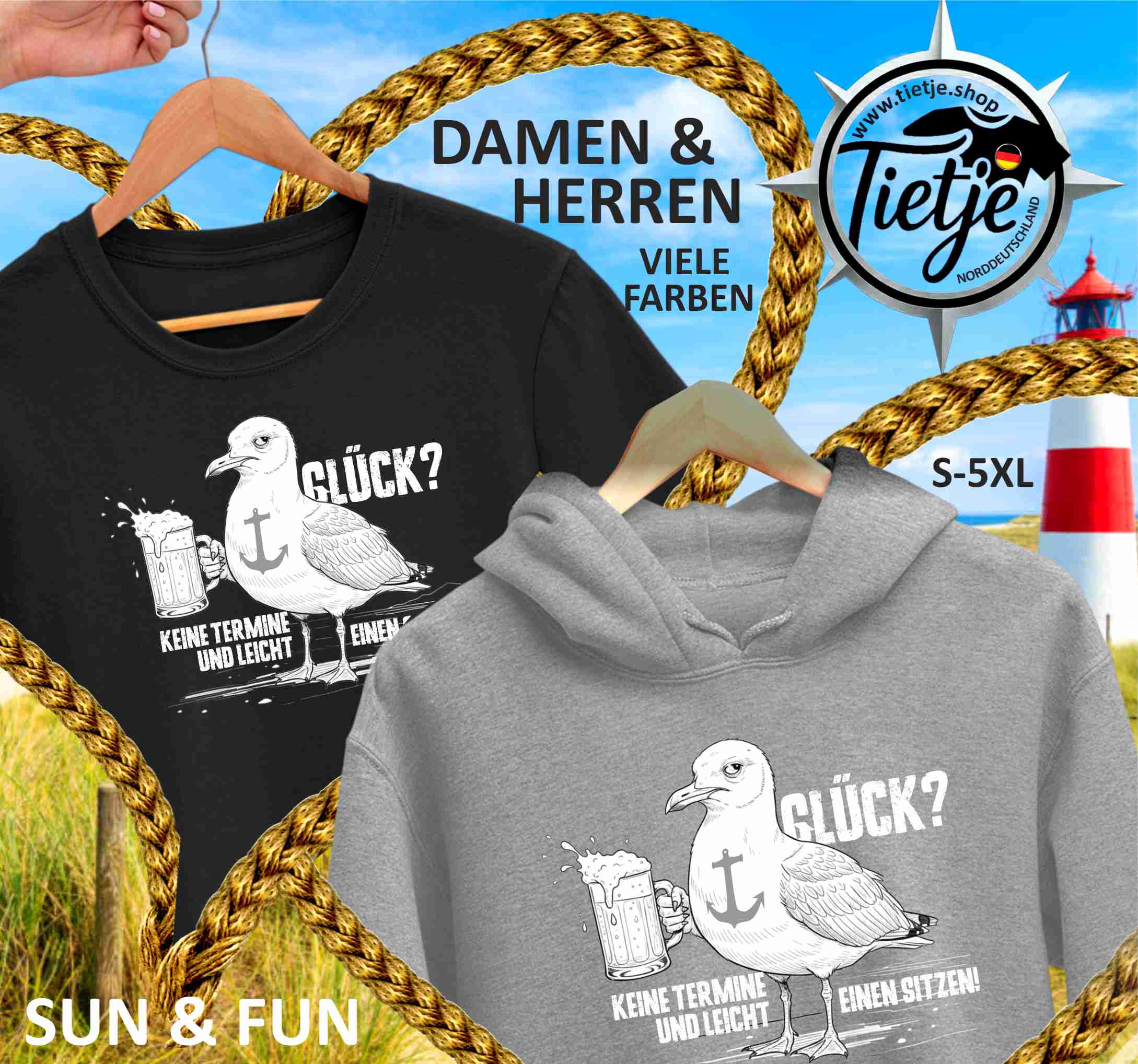 FUN & SUN - GLÜCK?  - Unisex Kapuzenpullover Hoodie