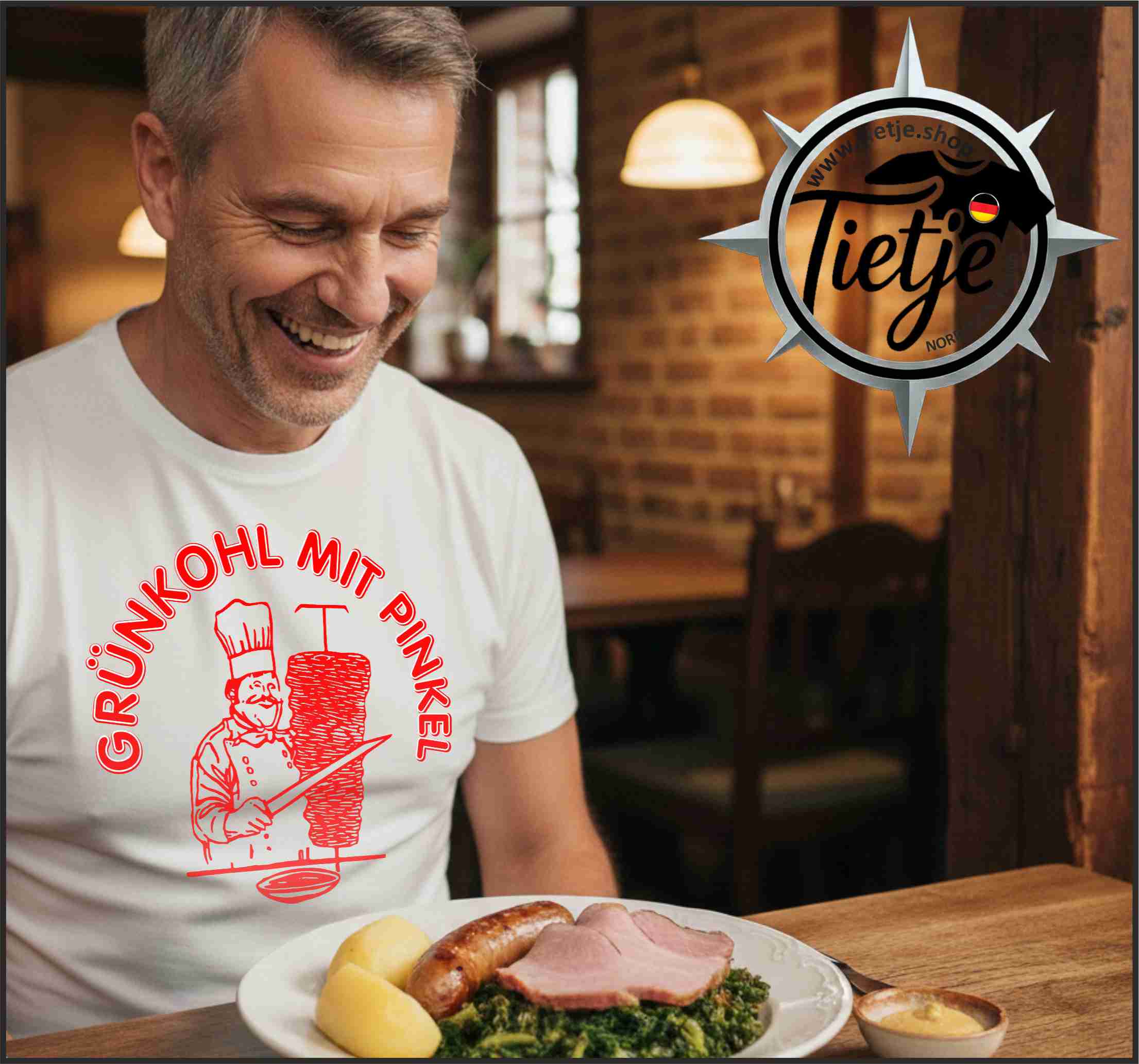 FUN & SUN - GRÜNKOHL mit PINKEL  - Herren Shirt