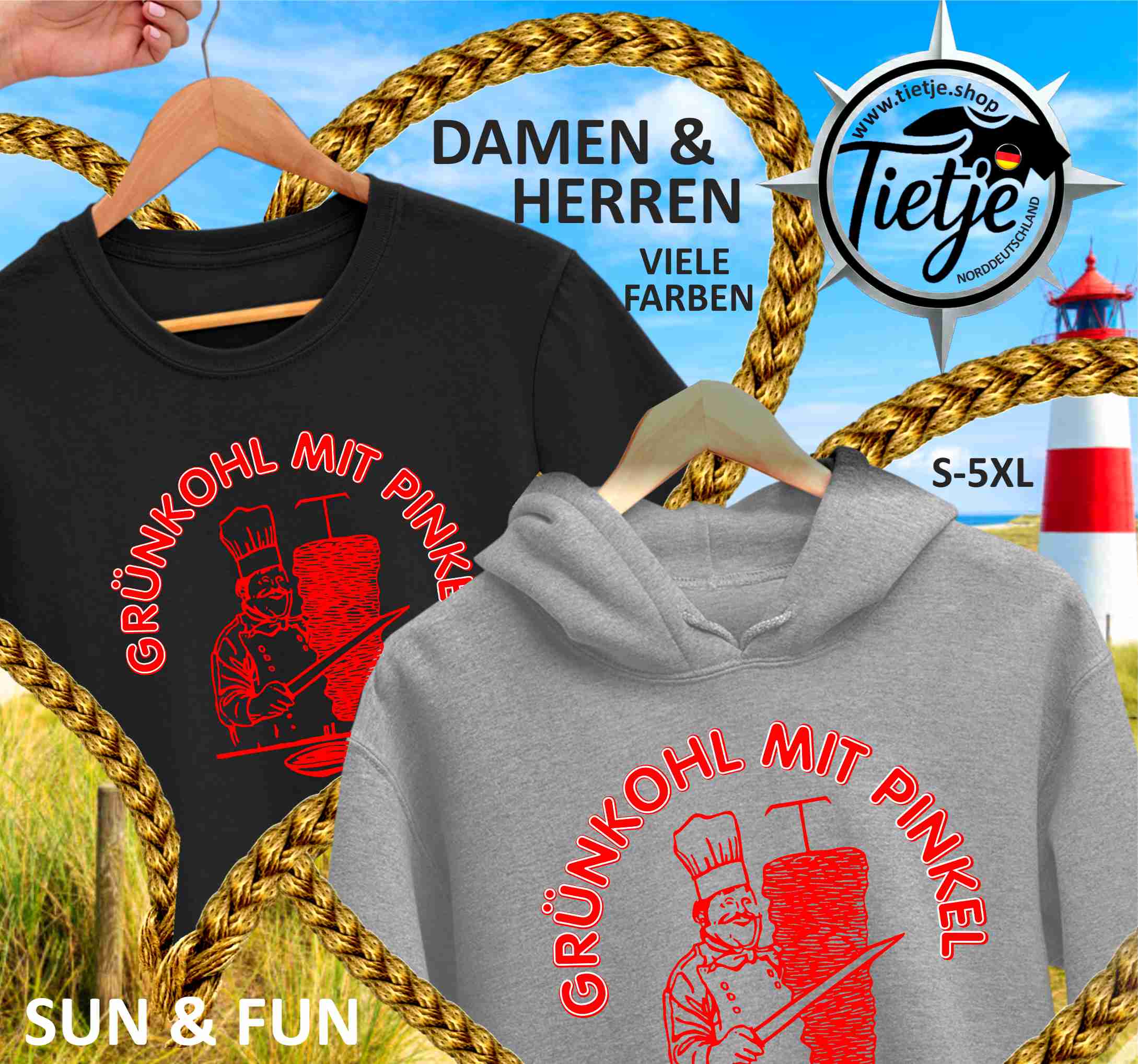 FUN & SUN - GRÜNKOHL mit PINKEL  - Damen Premiumshirt