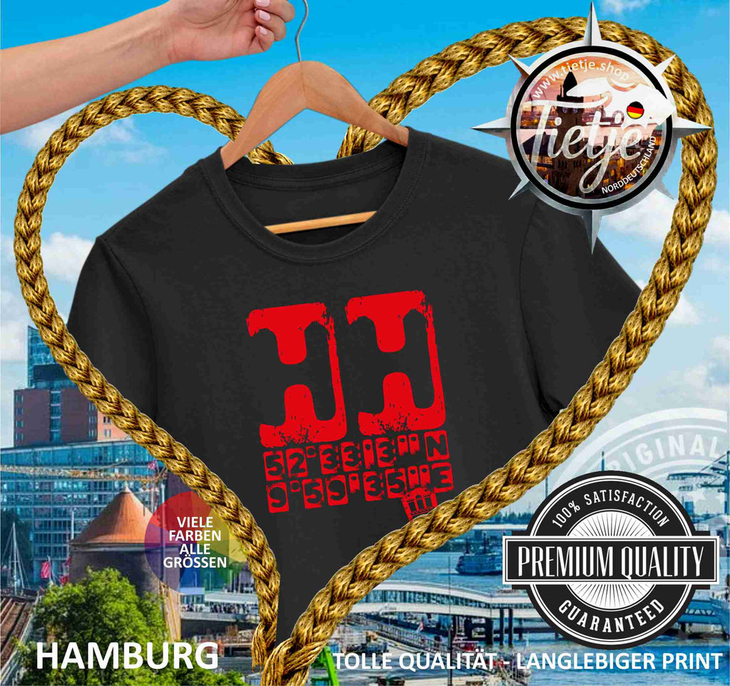 HAMBURG - HH KOORDINATEN  - Damen Premiumshirt