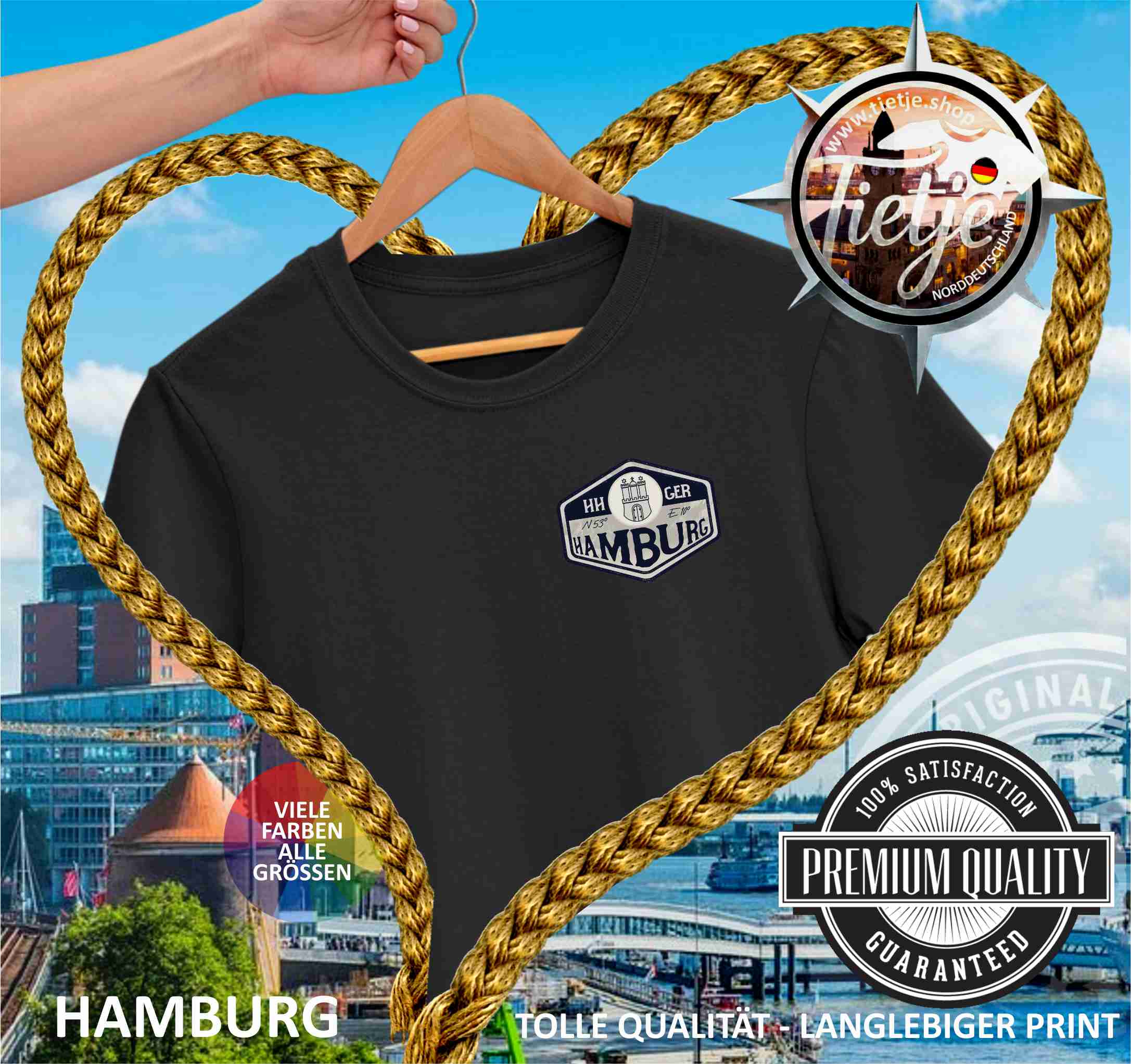 HAMBURG - BUTTON - Pocket  - Damen Premiumshirt