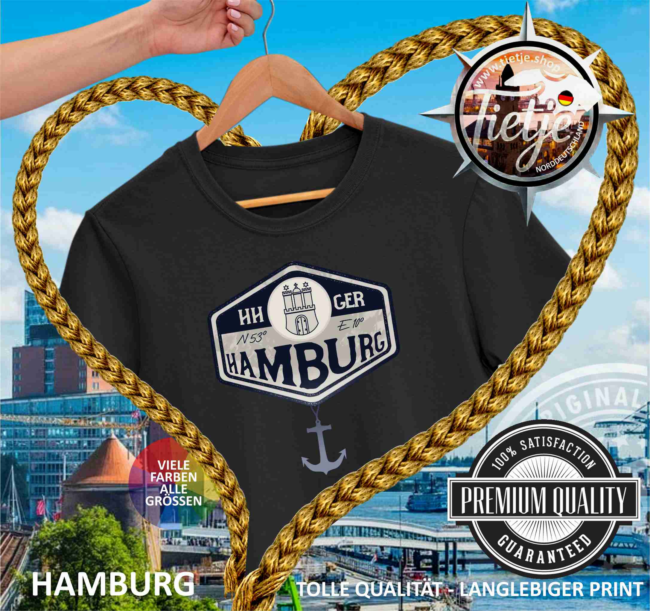 HAMBURG - BUTTON   - Damen Premiumshirt