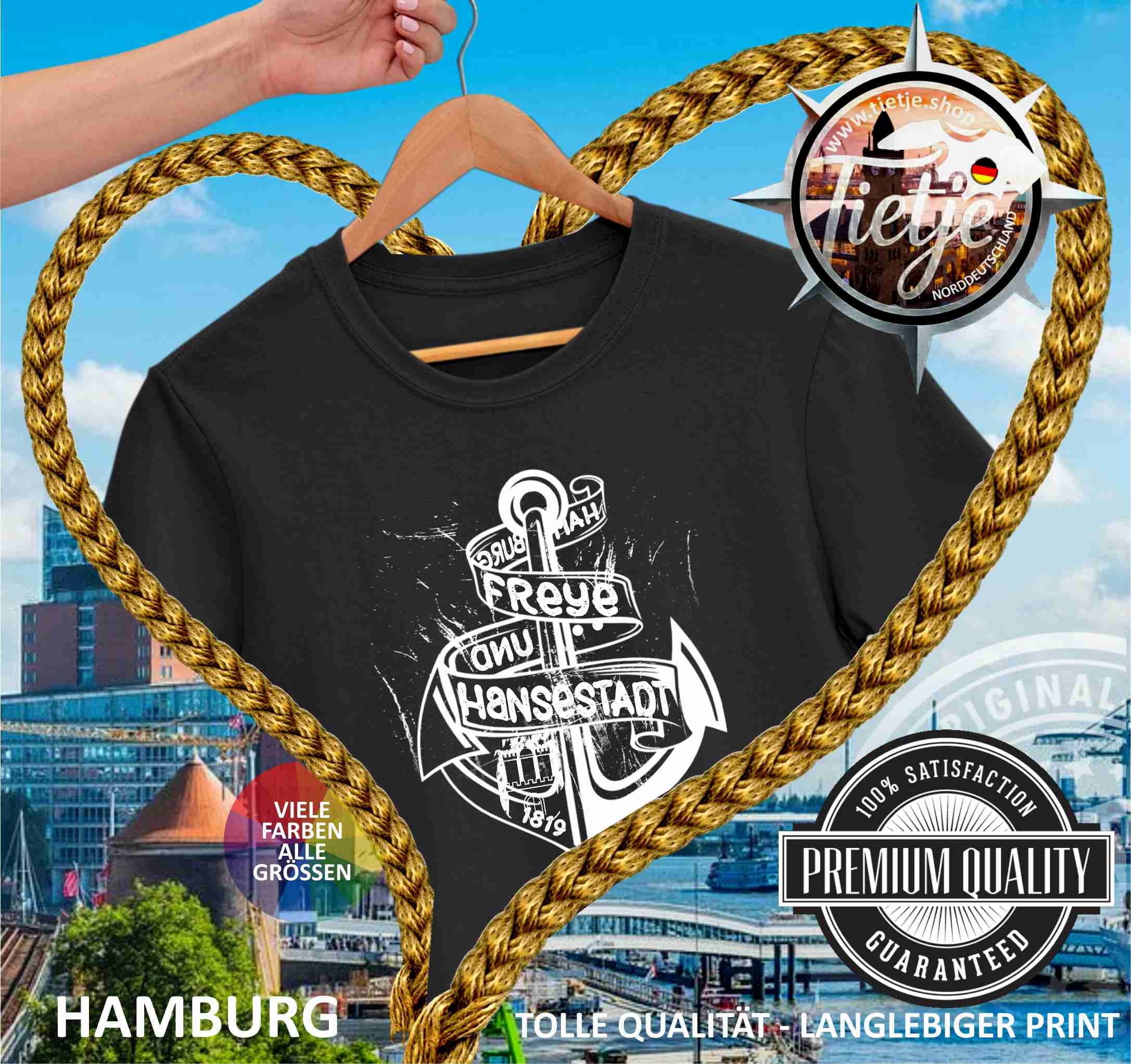 HAMBURG - FREYE und HANSESTADT  - Damen Premiumshirt