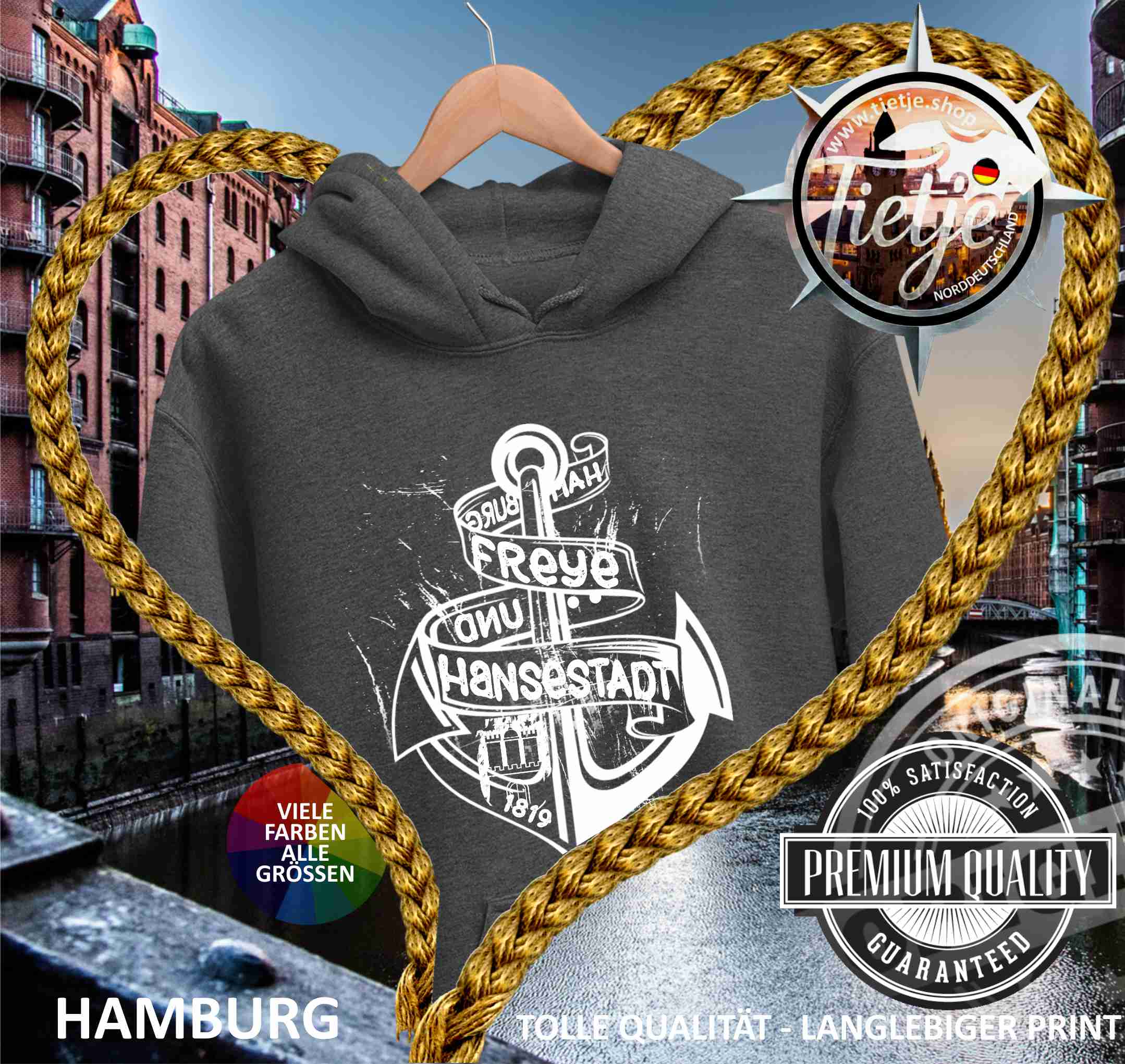 HAMBURG - FREYE und HANSESTADT  - Unisex Kapuzenpullover Hoodie