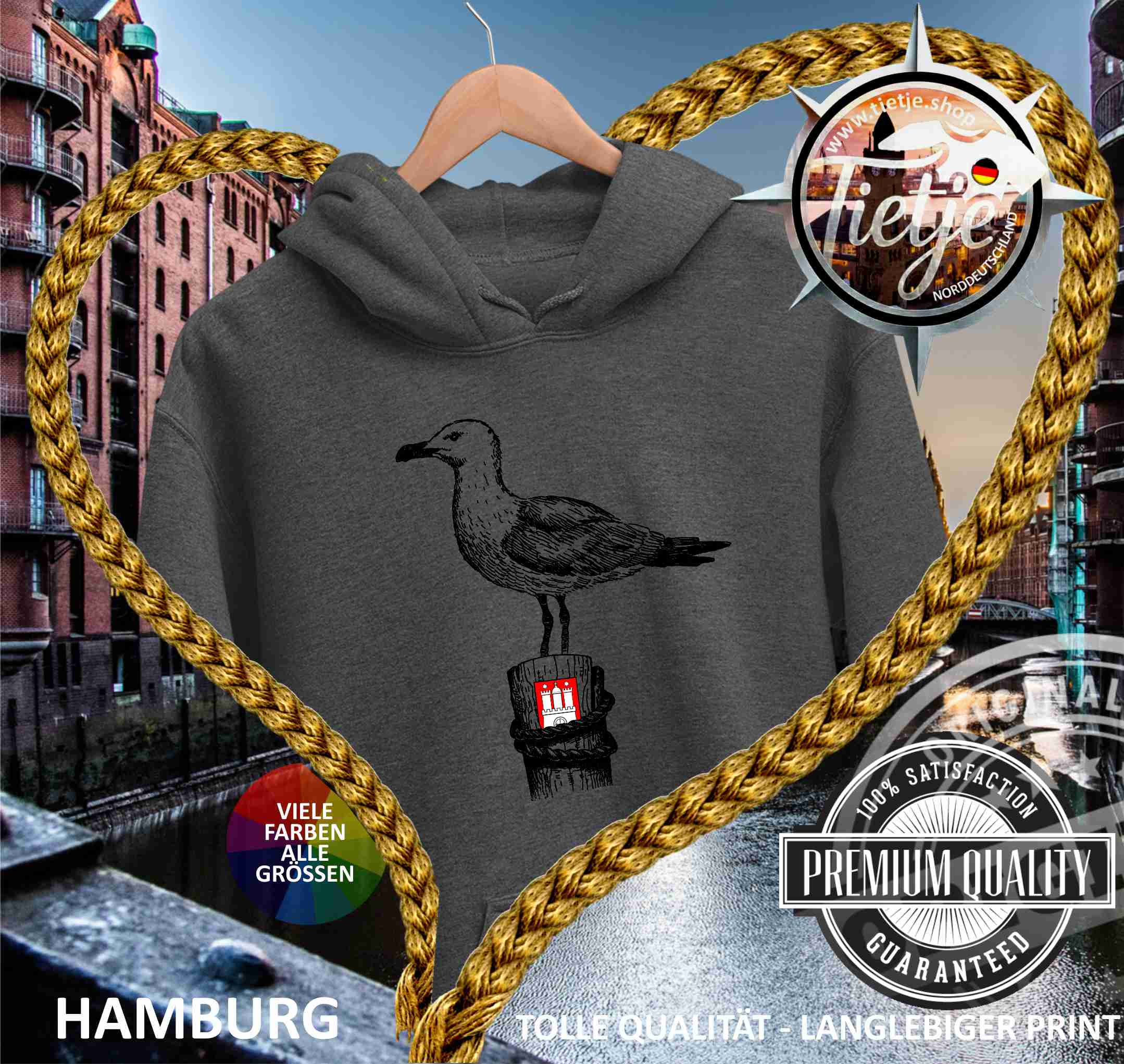 HAMBURG - MÖWE  - Unisex Kapuzenpullover Hoodie