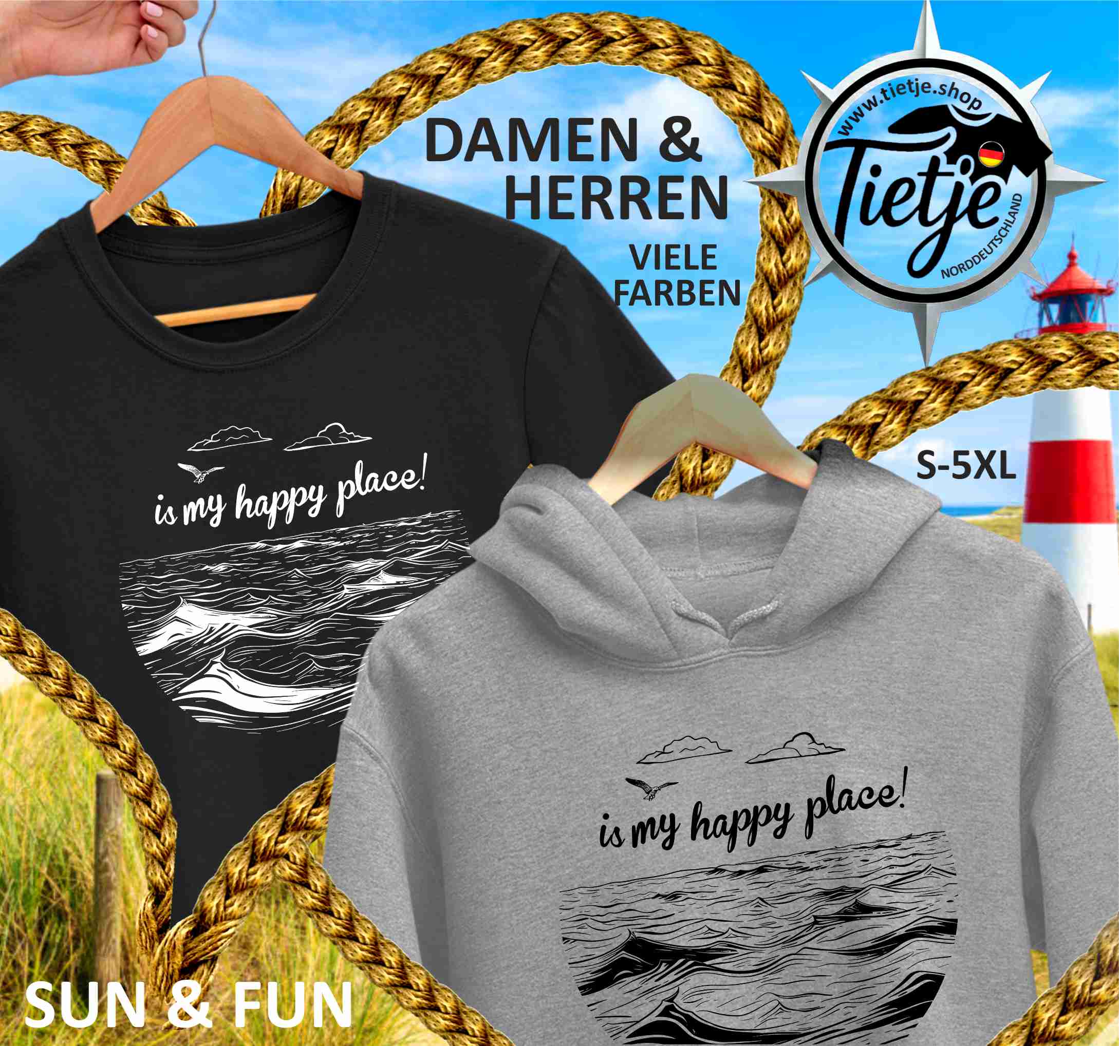 FUN & SUN - IS MY HAPPY PLACE  - Unisex Kapuzenpullover Hoodie