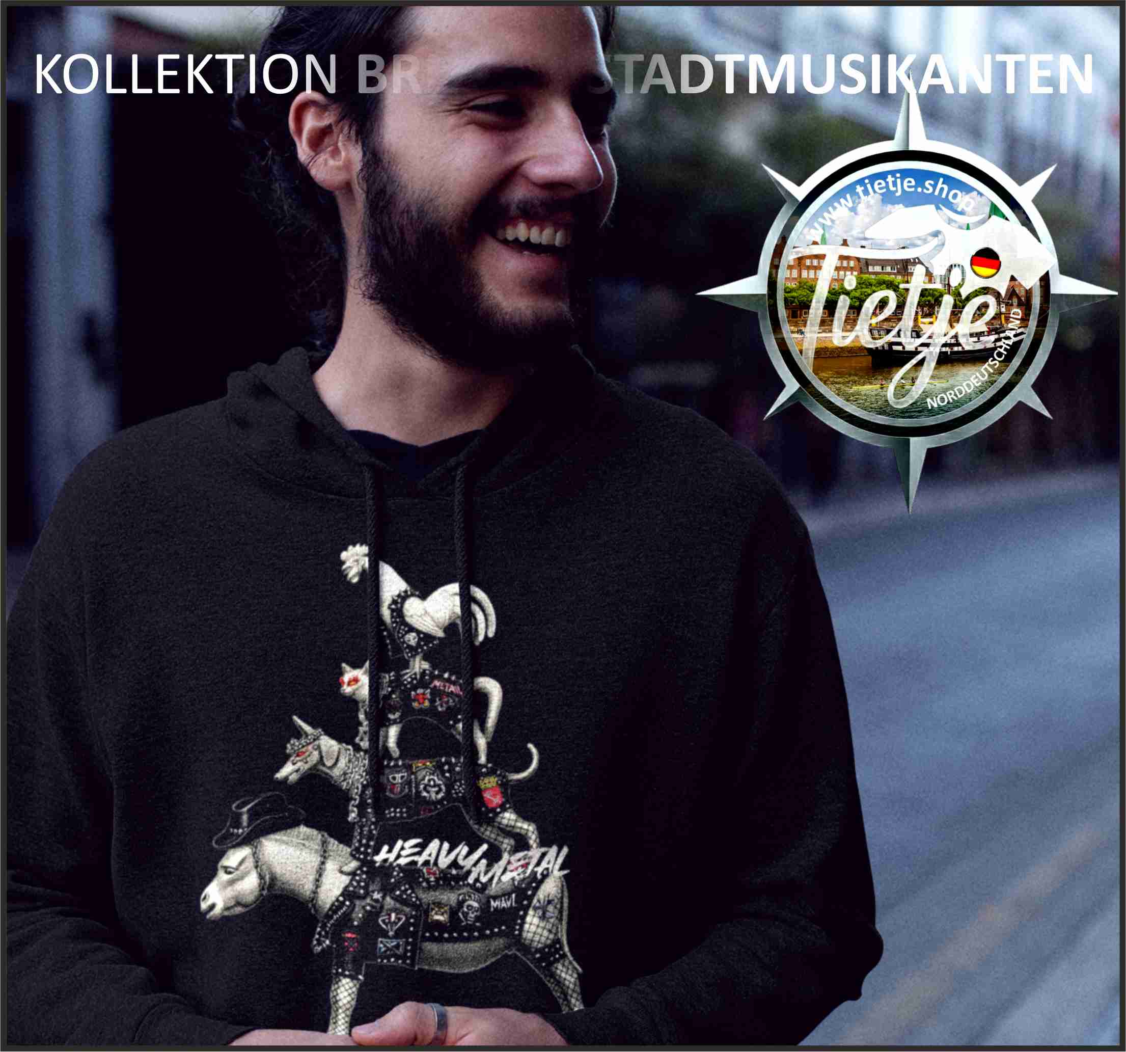 BREMEN - Stadtmusikanten - HEAVY METAL  - Unisex Kapuzenpullover Hoodie