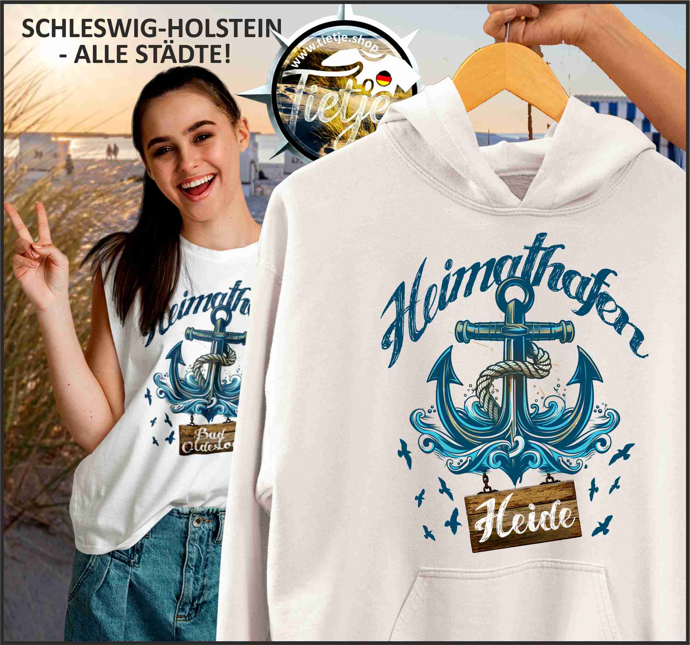 SCHLESWIG-HOLSTEIN - HEIMATHAFEN - Heide  - Unisex Kapuzenpullover Hoodie