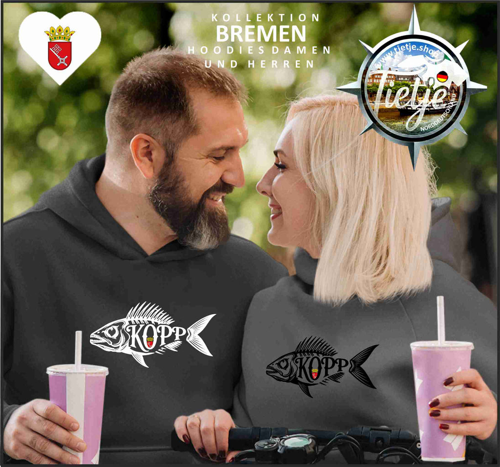 BREMEN - FISCHKOPP schwatt  - Unisex Kapuzenpullover Hoodie
