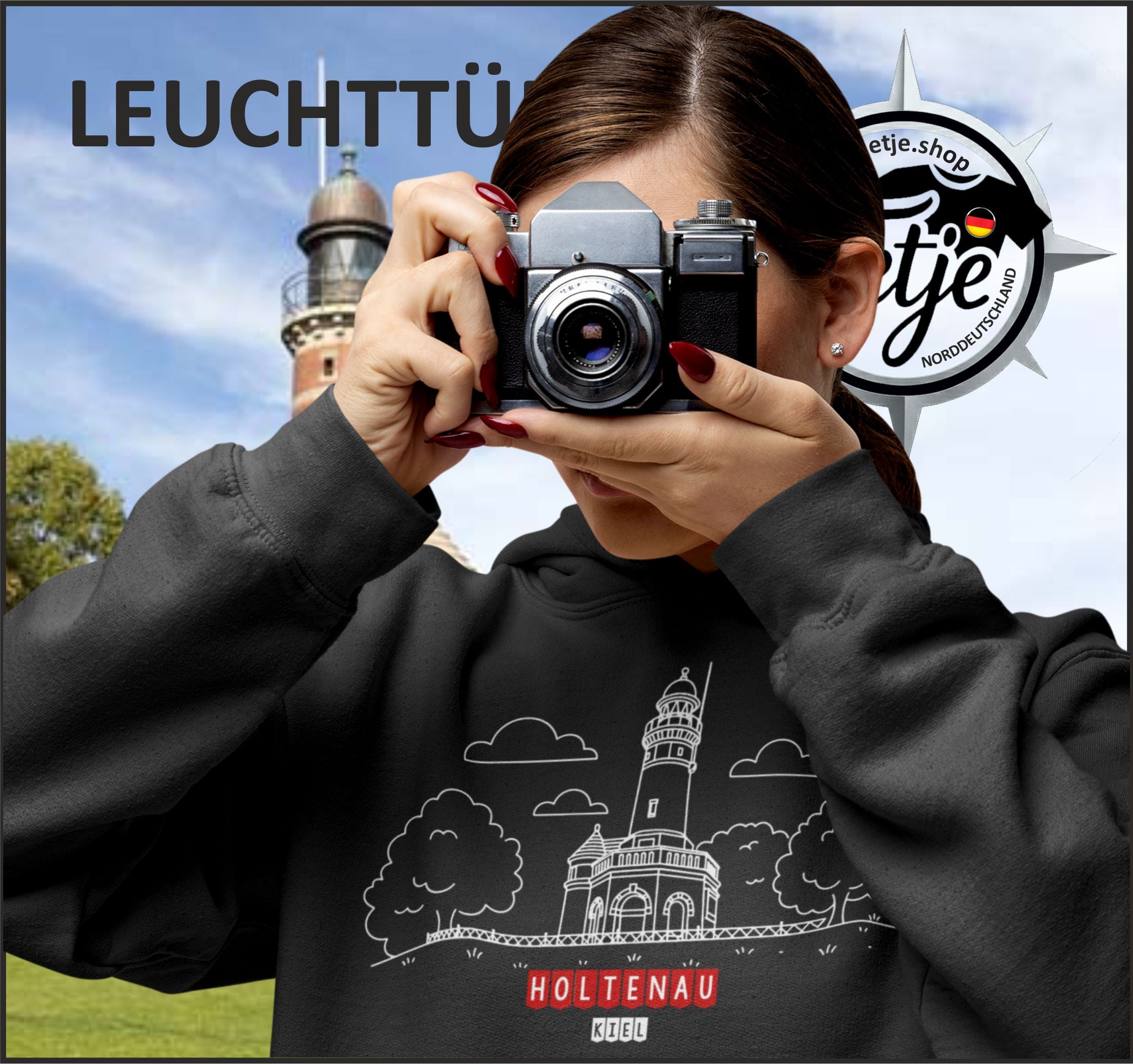 SCHLESWIG-HOLSTEIN - LEUCHTTÜRME - HOLTENAU KIEL  - Unisex Kapuzenpullover Hoodie