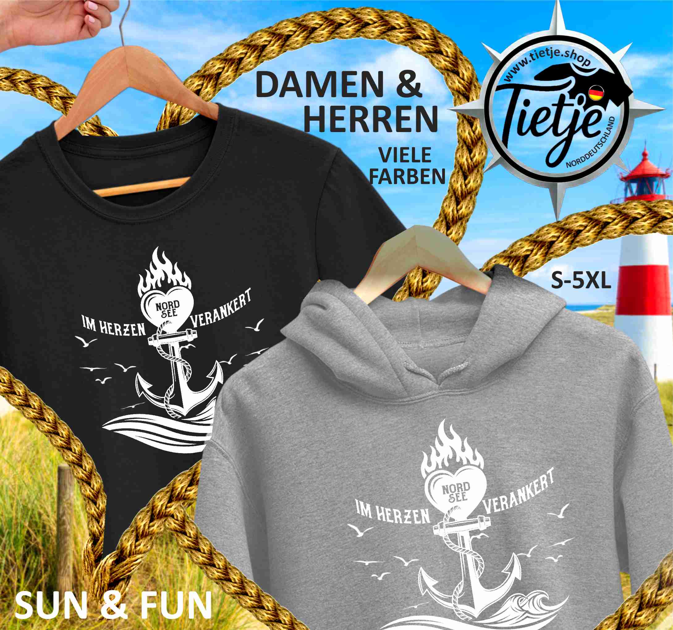 FUN & SUN - NORDSEE - im Herzen verankert  - Damen Premiumshirt