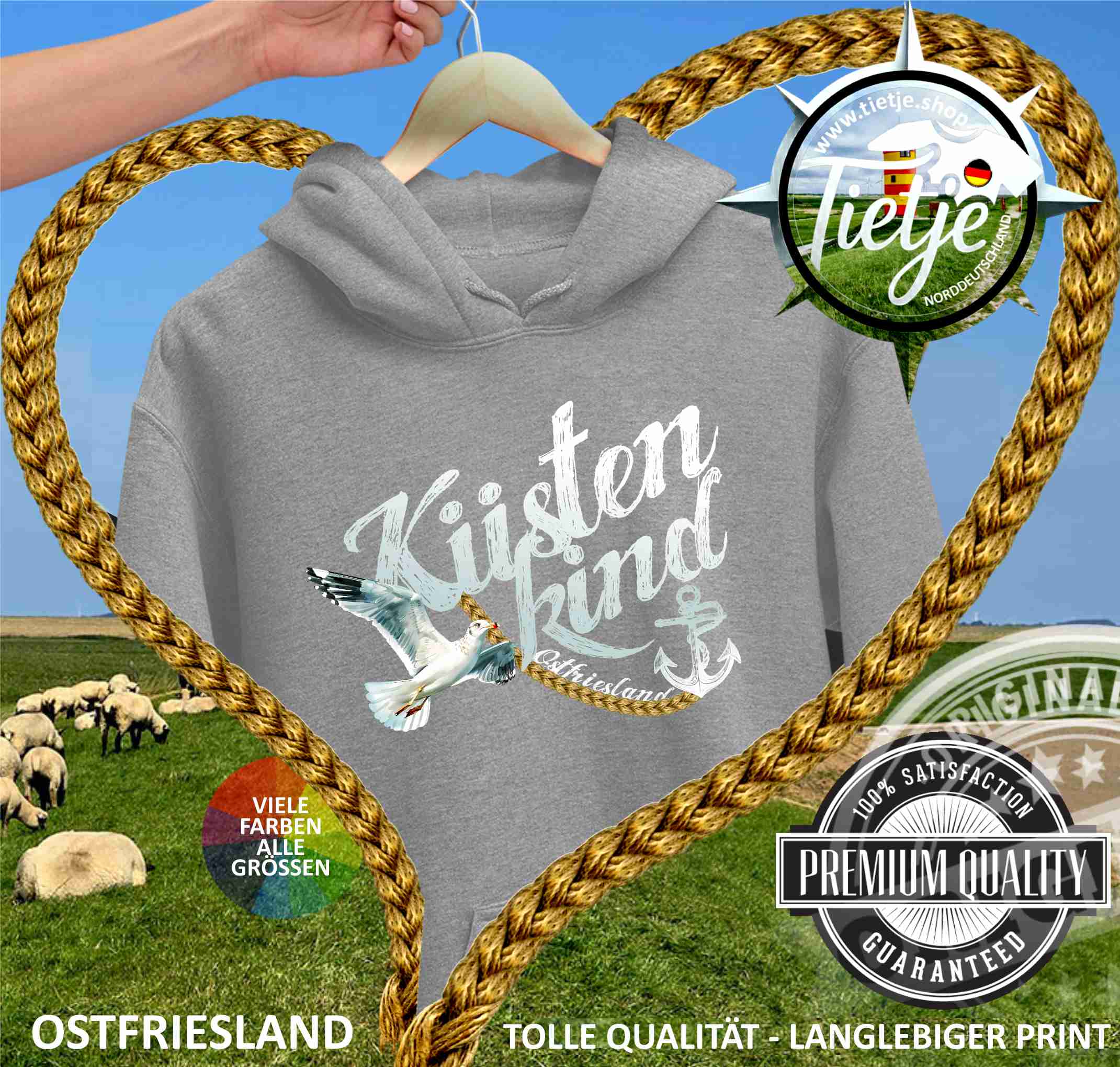 OSTFRIESLAND - KÜSTENKIND  - Unisex Kapuzenpullover Hoodie
