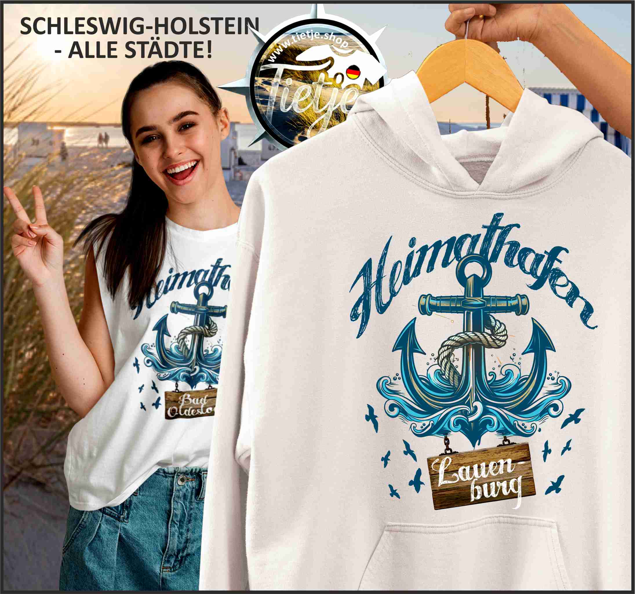 SCHLESWIG-HOLSTEIN - HEIMATHAFEN - Lauenburg  - Unisex Kapuzenpullover Hoodie