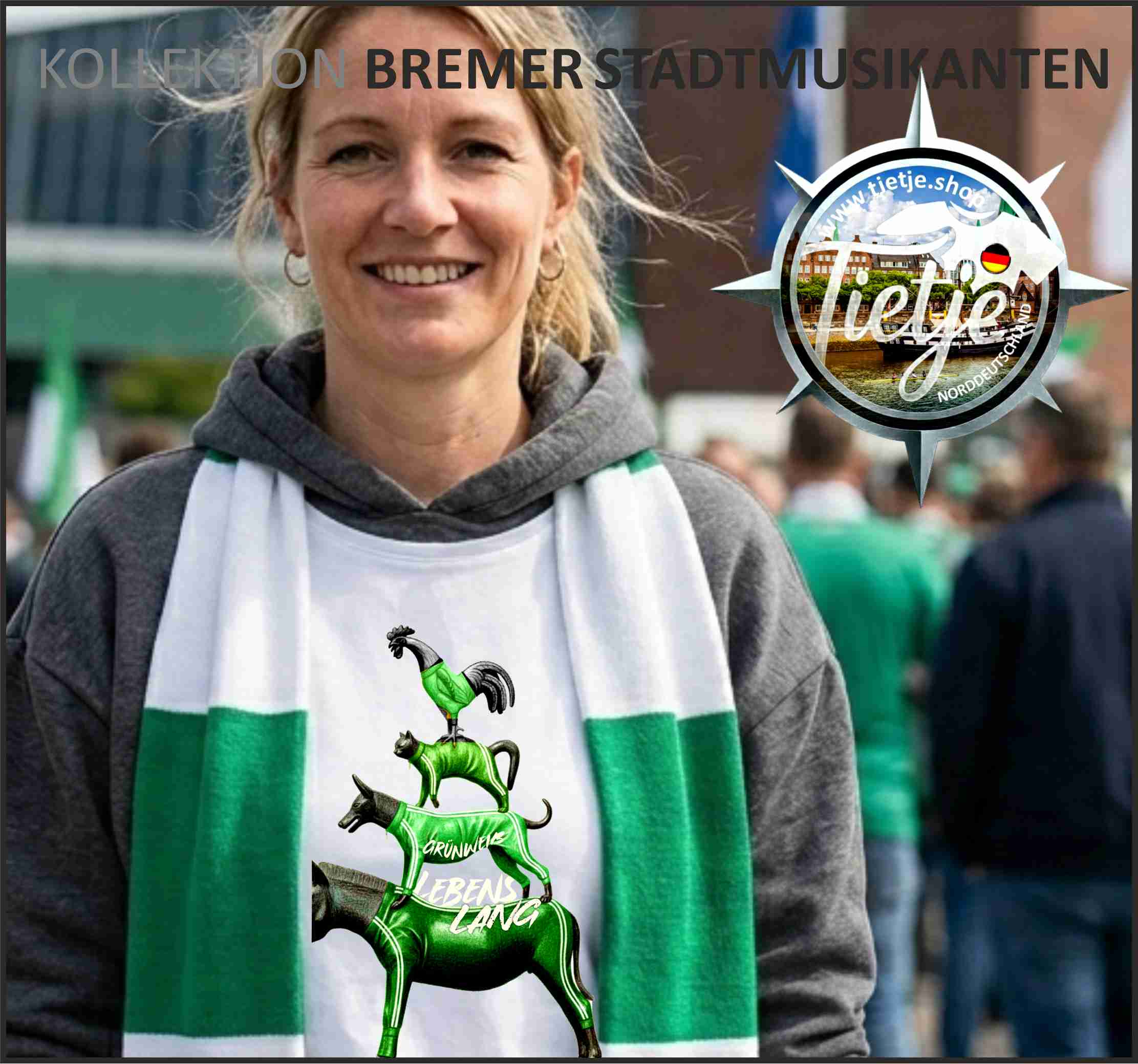 BREMEN - Stadtmusikanten - GRÜNWEISS - EIN LEBEN LANG  - Damen Premiumshirt