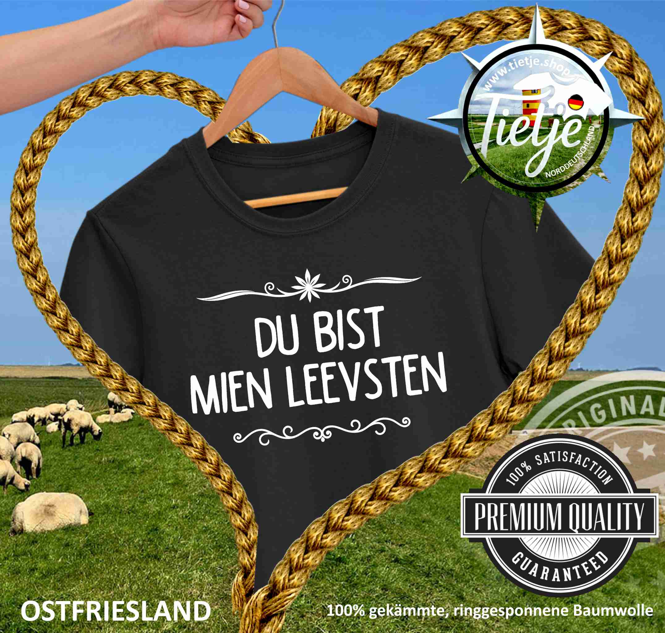 OSTFRIESLAND - MundART- Du bist mien Leevsten  - Herren Shirt